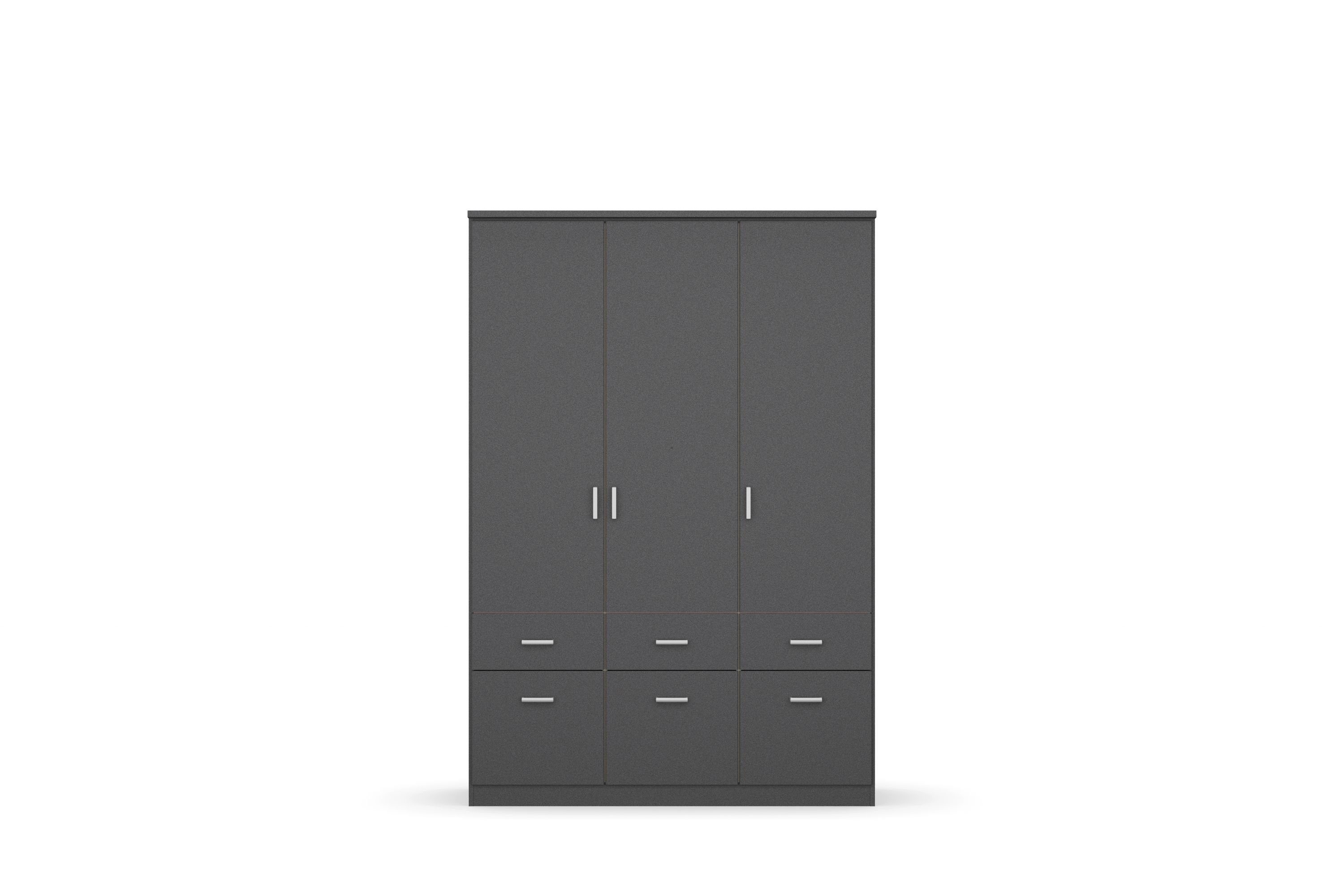 inkl. 3 Dilan Kindermöbel grau-metallic Türen 6 Schubladen 24 Schranksystem 12
