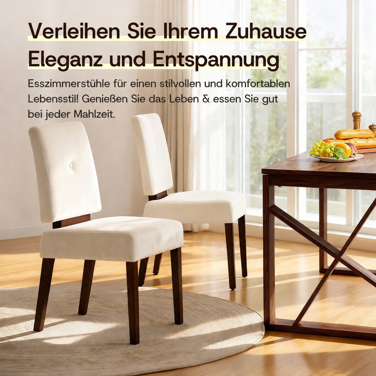 Patbrela Stuhl Holz-Esszimmerstühle, 2er-Set, Polsterstuhl (1 St), stabile Holzkonstruktion