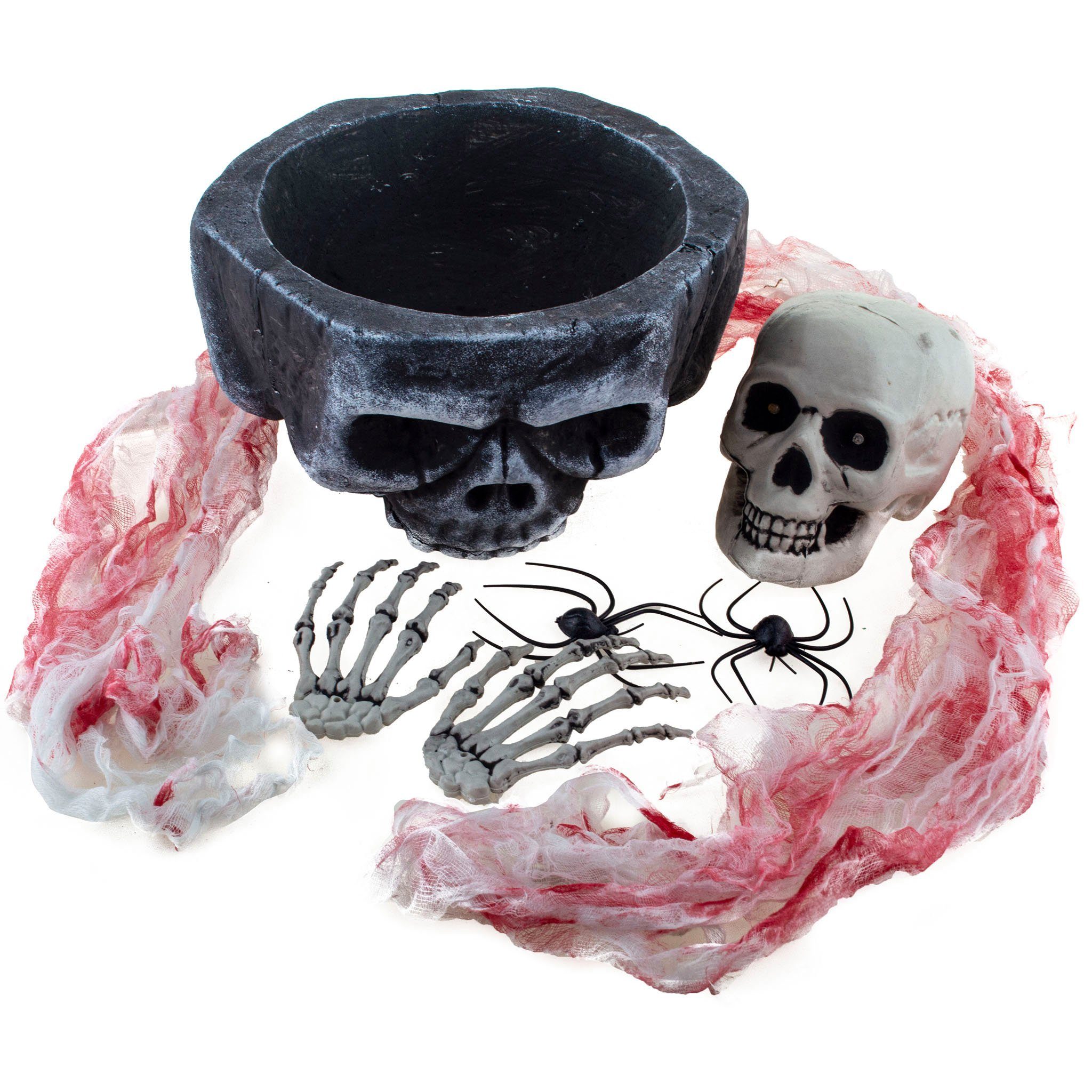 Dekoobjekt Totenkopf Skelett Dekoration mit Licht - 7-tlg.