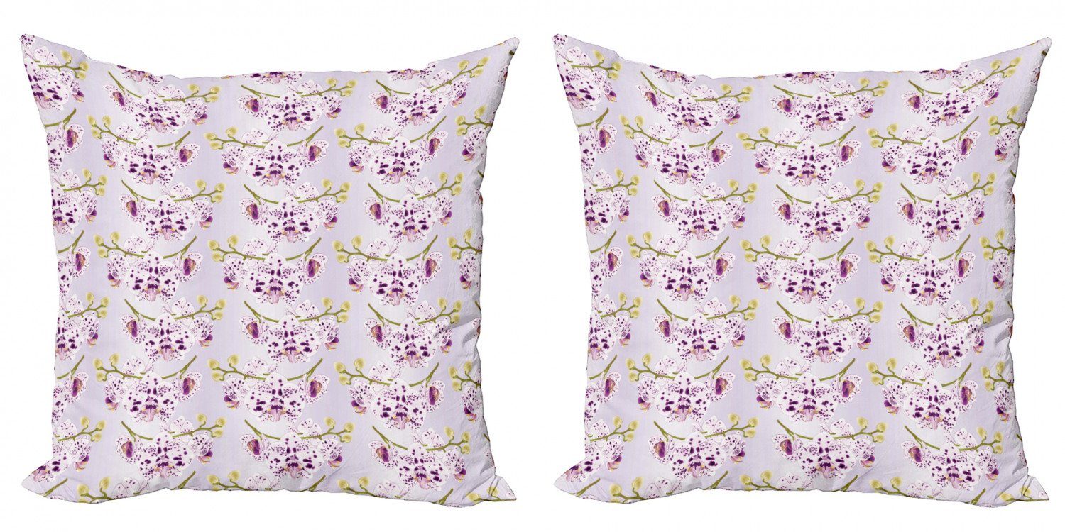 Kissenbezüge Modern Accent Doppelseitiger Digitaldruck, Abakuhaus (2 Stück), Orchideen Lila Punkte Blüten Exotische