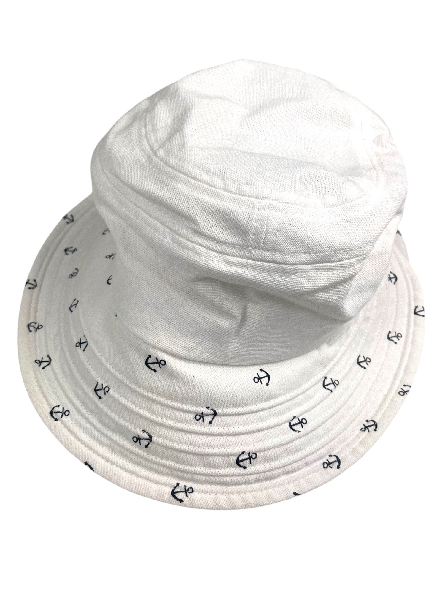 Taschen4life Sonnenhut Damen Sommerhut mit Anker‑Print – Leinen breite Krempe, verstellbar