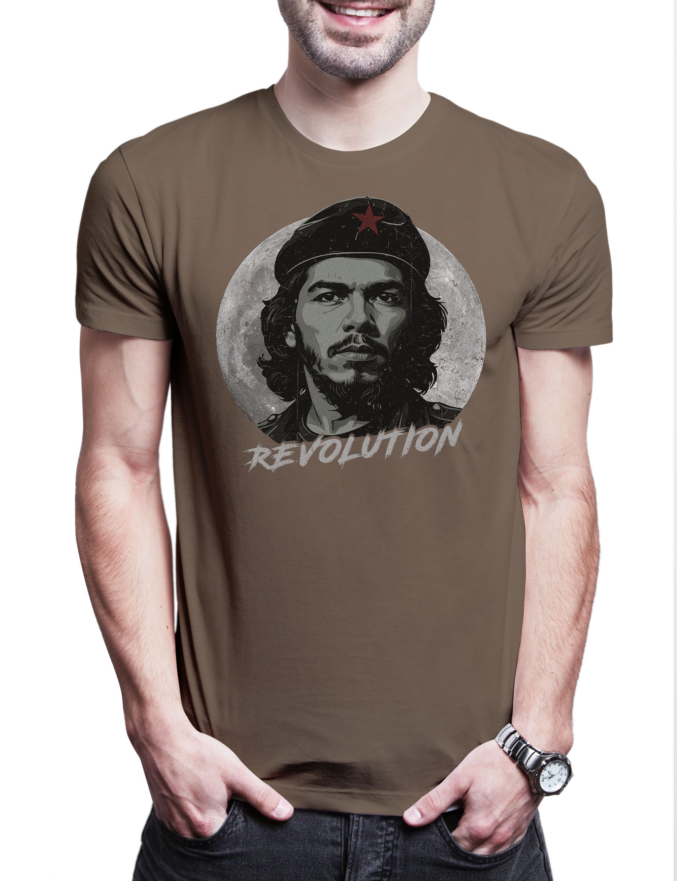 Print-Shirt Che Moon Herren T-Shirt Guerilla Cuba Castro Portrait Guevara Ernesto