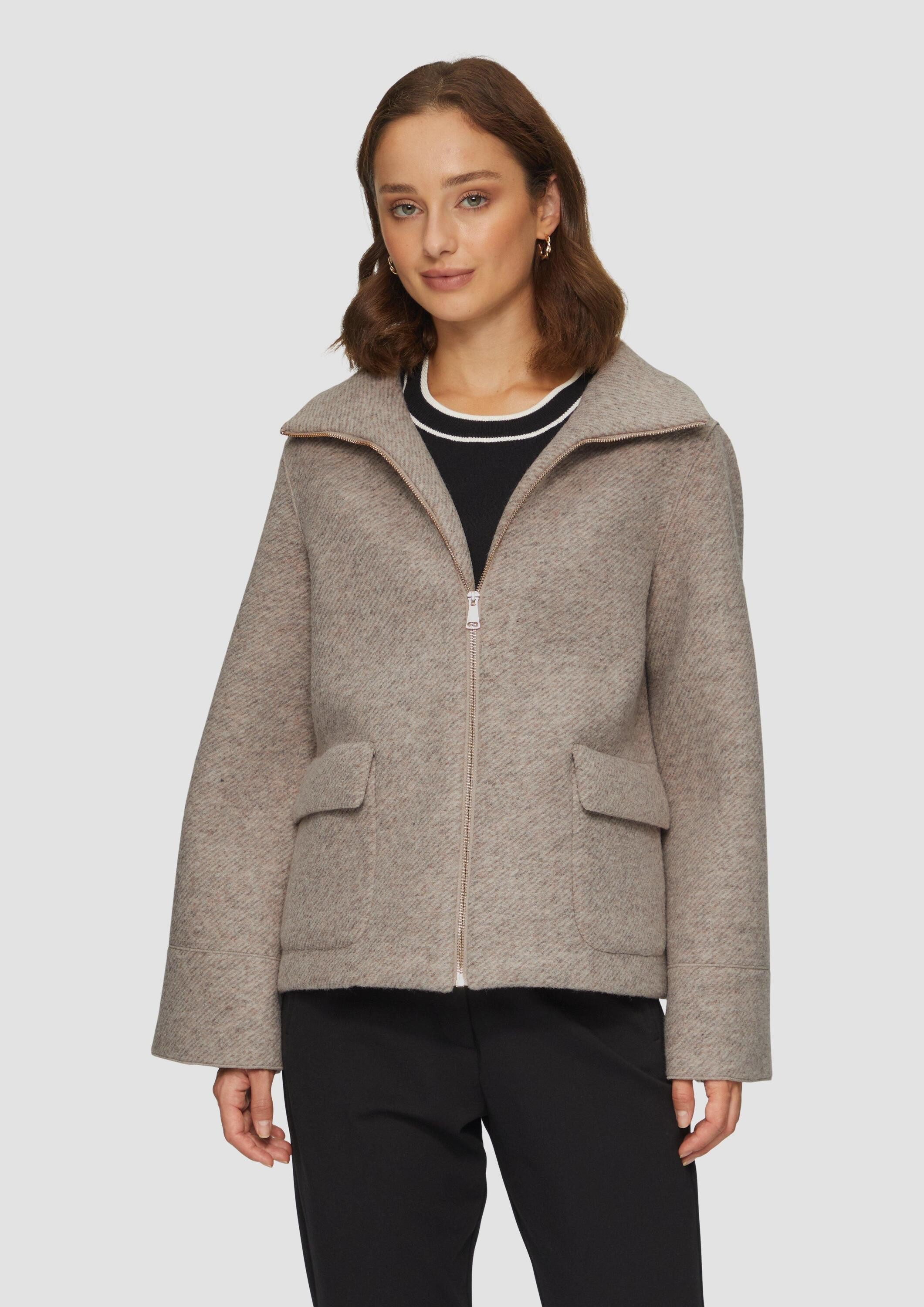 s.Oliver Funktionsjacke Outdoor-Jacke Wollmix-Jacke mit weiten Ärmeln