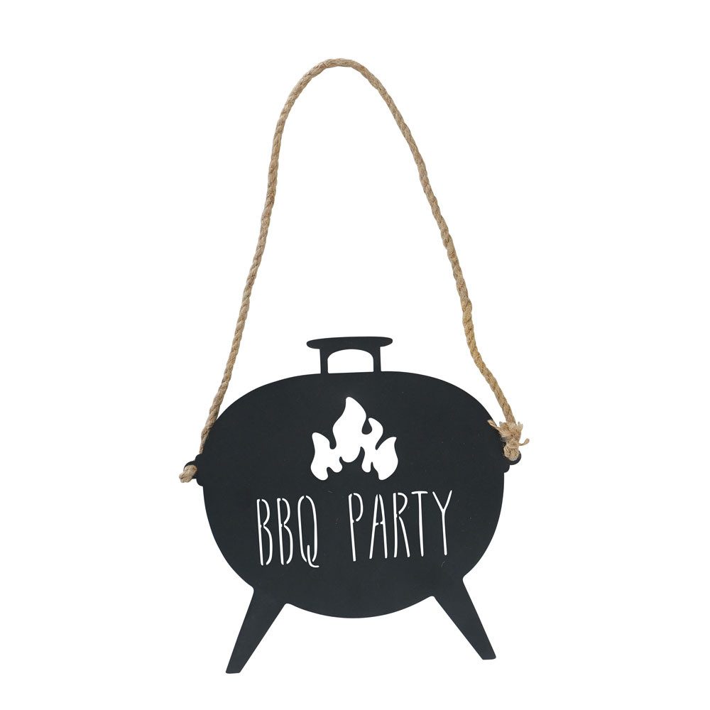 BOLTZE Metallschild Schild BBQ PARTY schwarz aus Metall Hängeschild Grillen Deko Grillecke