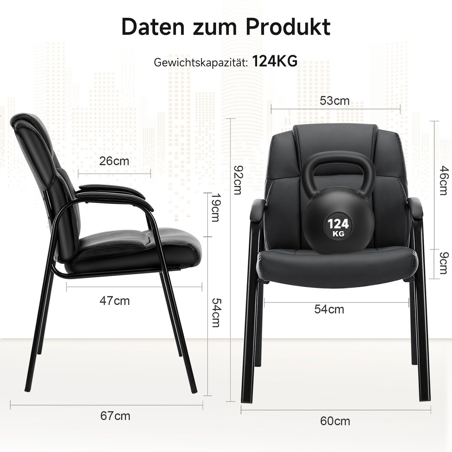 Refined Living Bürostuhl Besucherstuhl mit gepolsterten Armlehnen PU-Leder günstig online kaufen