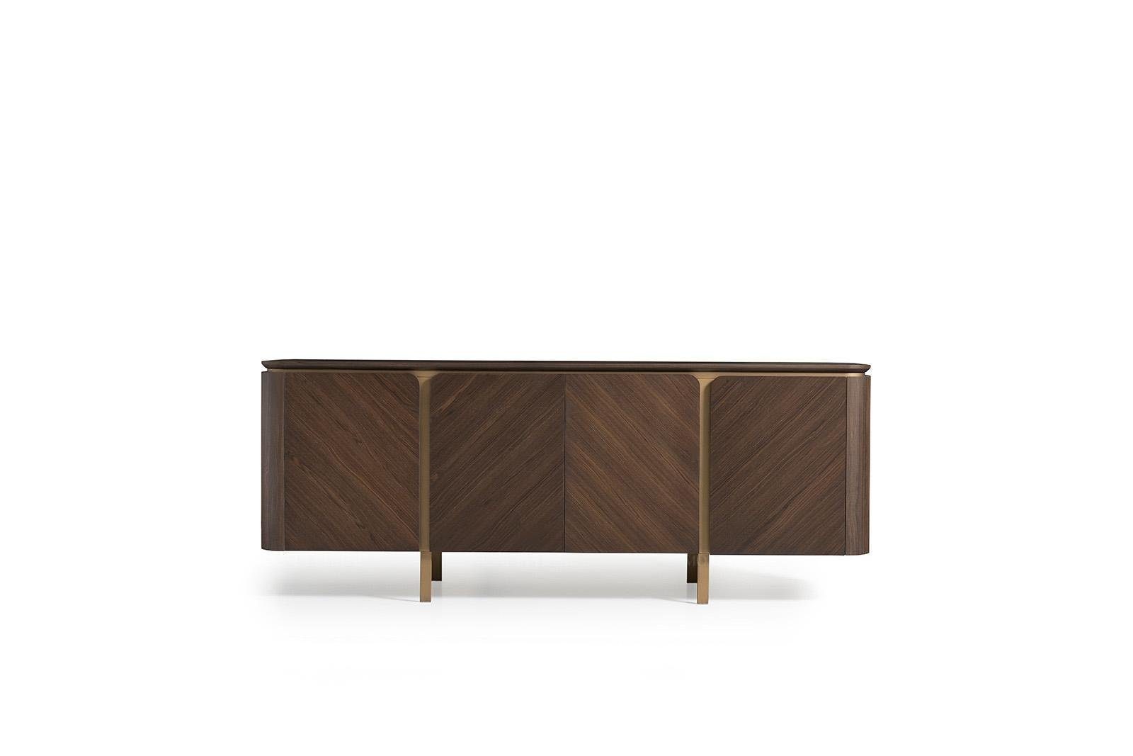 JVmoebel Sideboard Braunes Holzsideboard mit goldenen Füßen und modernem Design (1 St., Sideboard), Made in Europa
