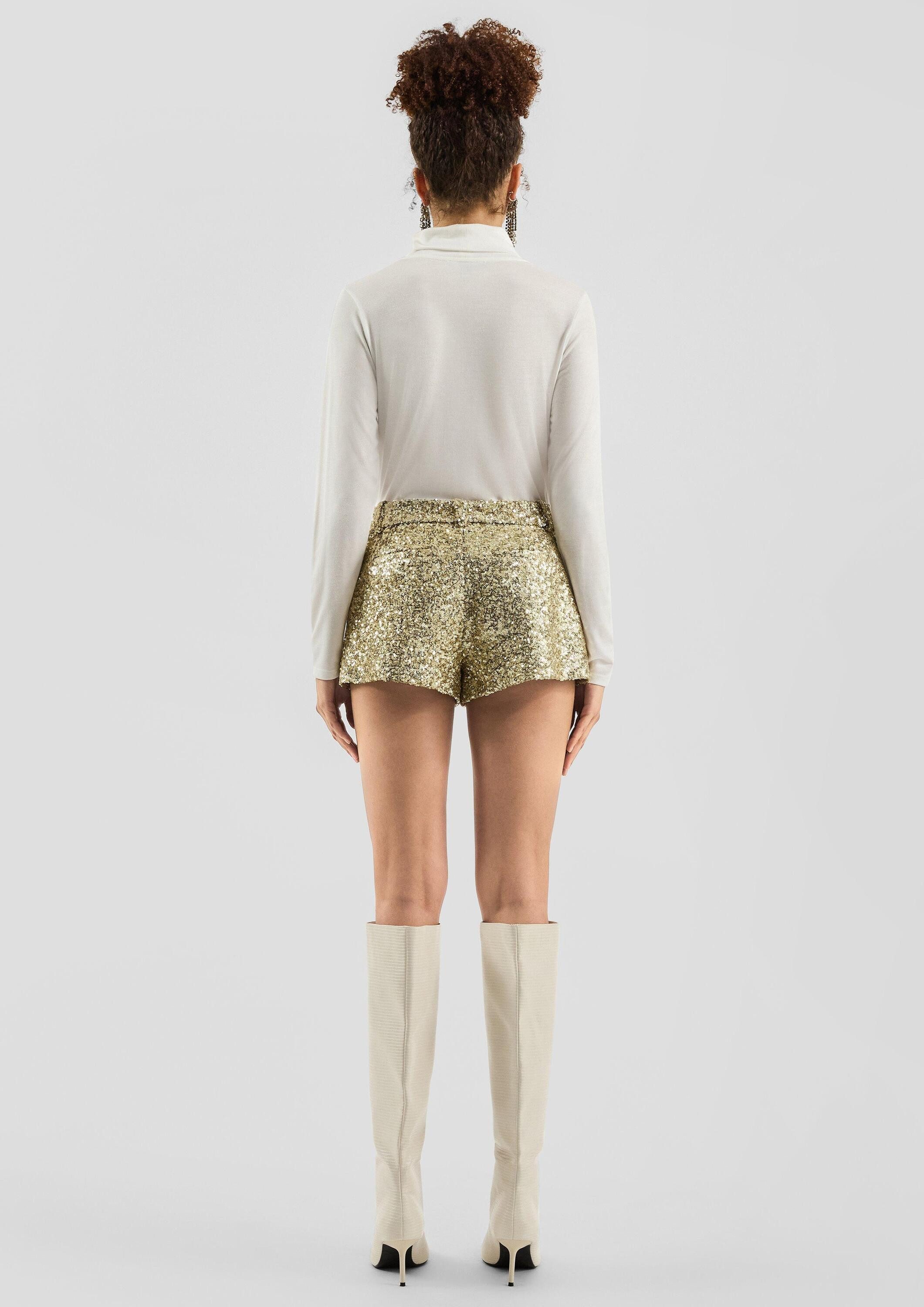 QS Shorts Hose QS x Vanessa Mai, glitzernde Pailettenshorts