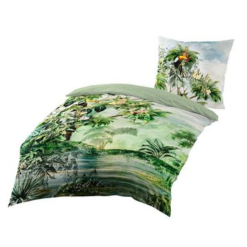 Bettwäsche Wildflowers, TRAUMSCHLAF, Mako Satin, 2 teilig, exotisches Design auf Mako-Satin Qualität