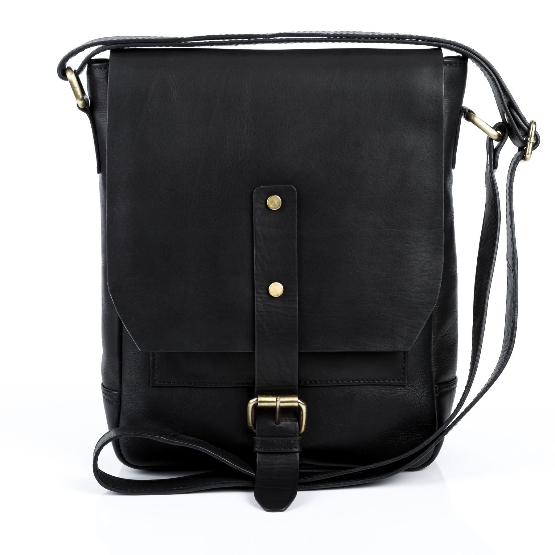 FEYNSINN Messenger Bag echt Leder Schultertasche groß schwarz, Kuriertasche Echtleder, Businesstasche Damen Herren schwarz
