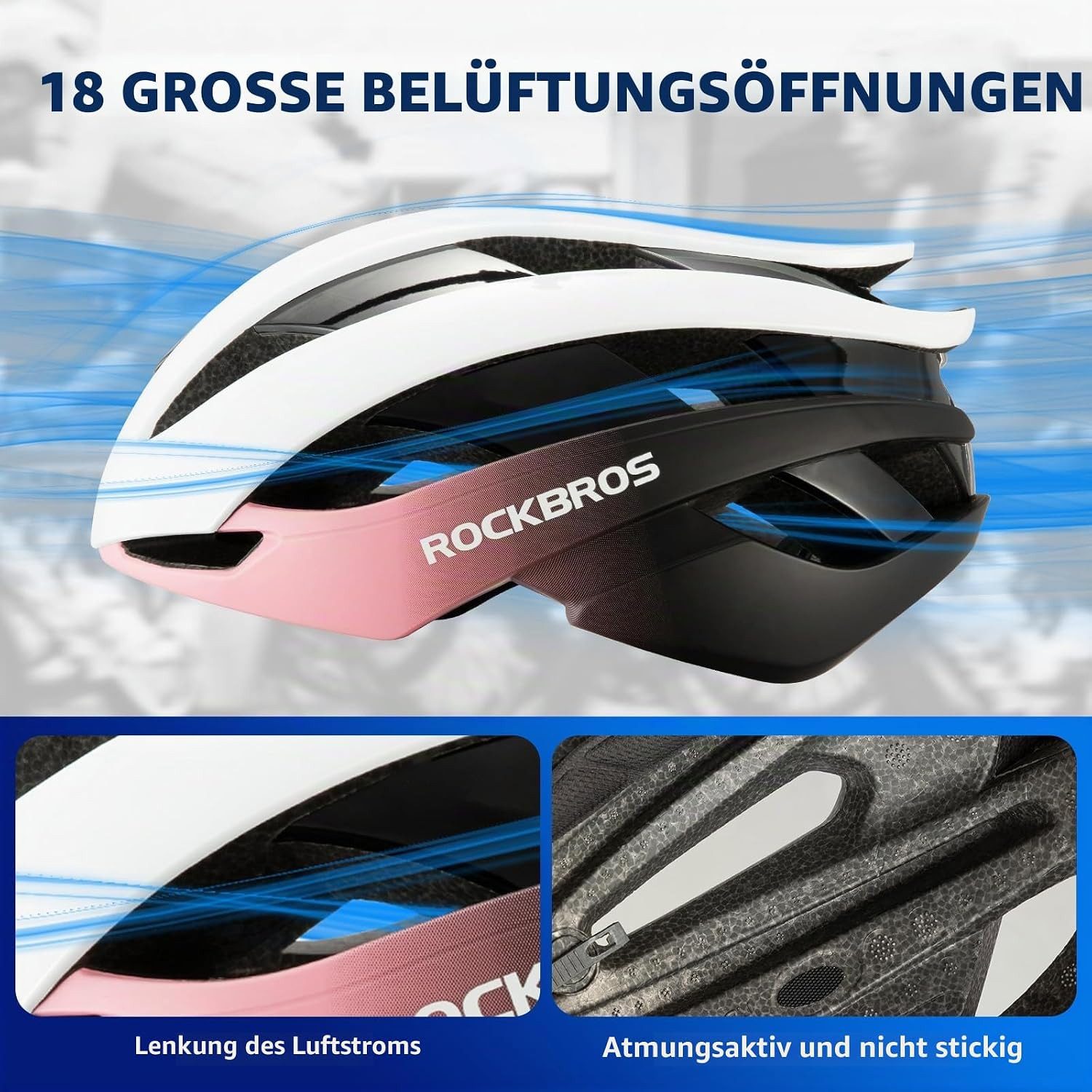 ROCKBROS Fahrradhelm Leichter Fahrradhelm verstellbar Erwachsene M/L 4 Farben