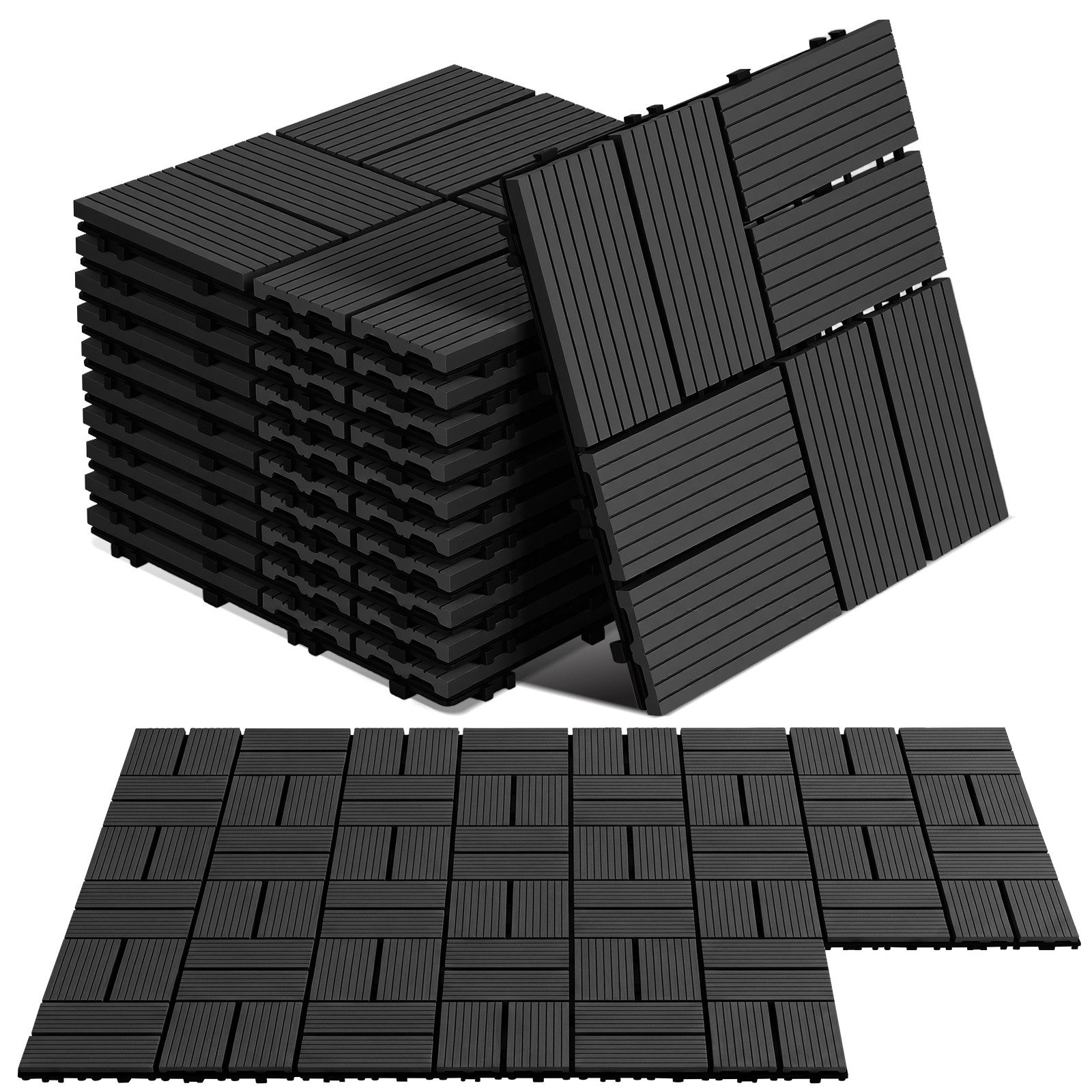 Clanmacy Terrassendielen WPC Terrassenfliesen 30x30cm langlebig für Balkon, Terrasse und Garten, BxL: je 30x30 cm, (110-St)