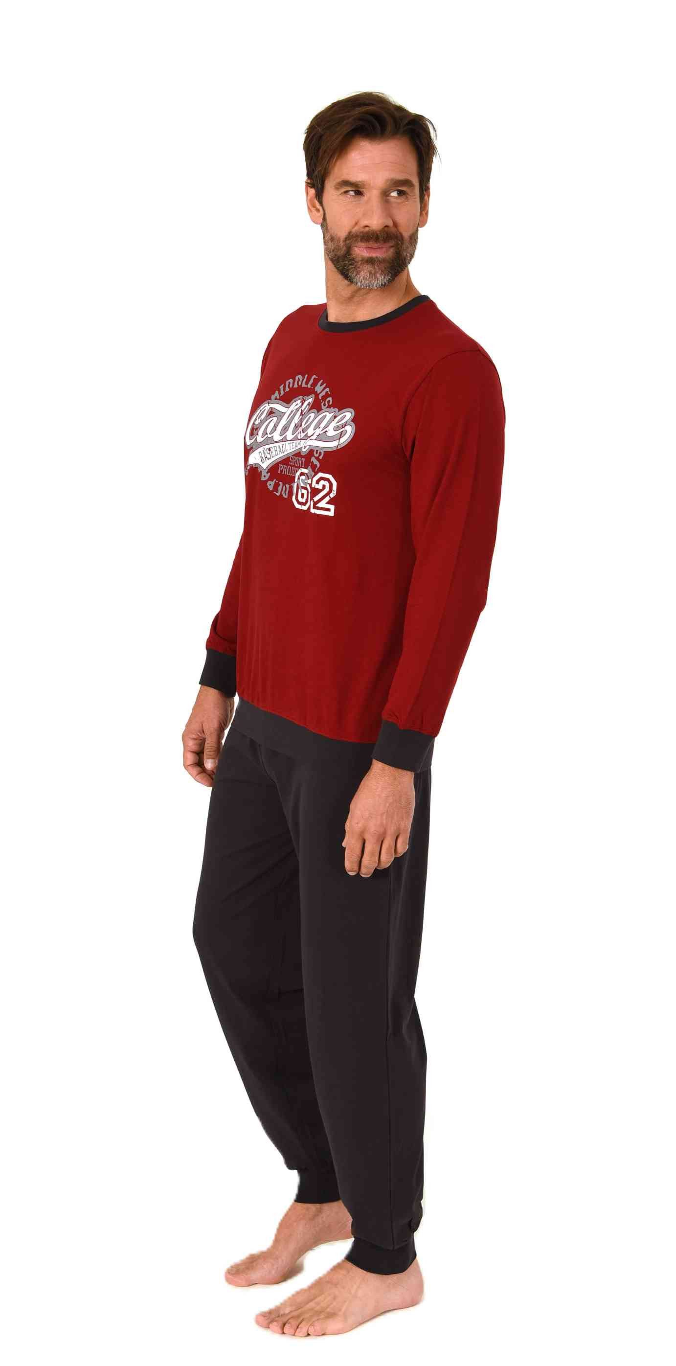 Normann Pyjama Normann Herren langarm Schlafanzug mit Bündchen Pyjama mit F günstig online kaufen