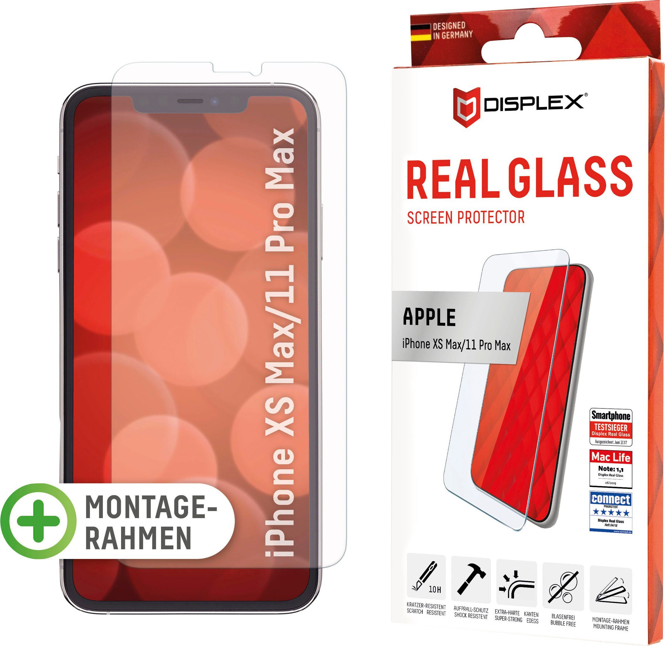 Displex DISPLEX Real Glass Panzerglas für Apple iPhone XS Max/11 Pro Max für Apple iPhone 11 Pro Max, Apple iPhone XS Max, Displayschutzglas