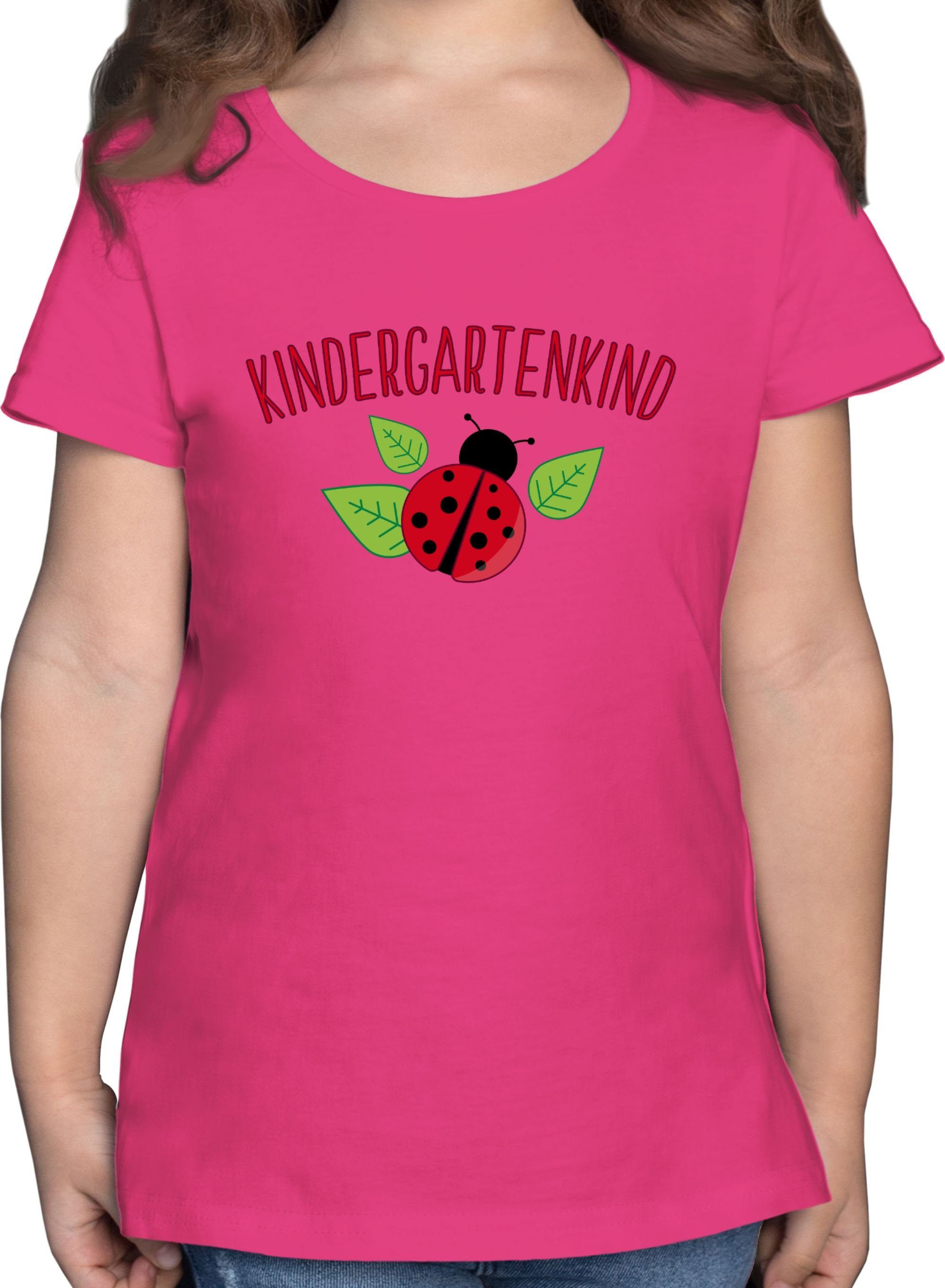 Shirtracer T-Shirt Kindergartenkind Marienkäfer Hallo Kindergarten 2 Fuchsia
