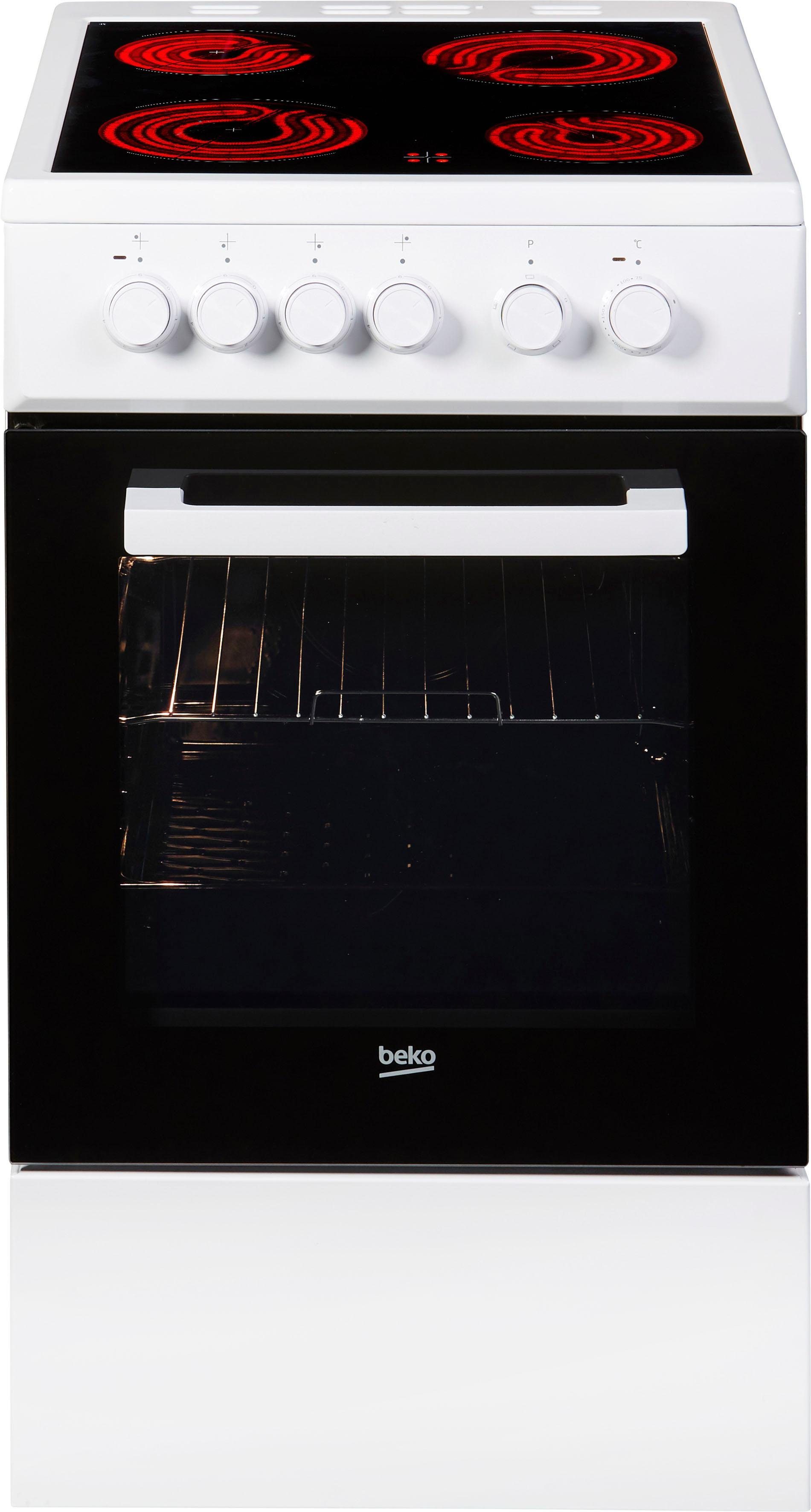 BEKO Elektro-Standherd FSS57000GW, mit Backauszug, Simple Steam Reinigungsfunktion, mit Kleinflächengrill