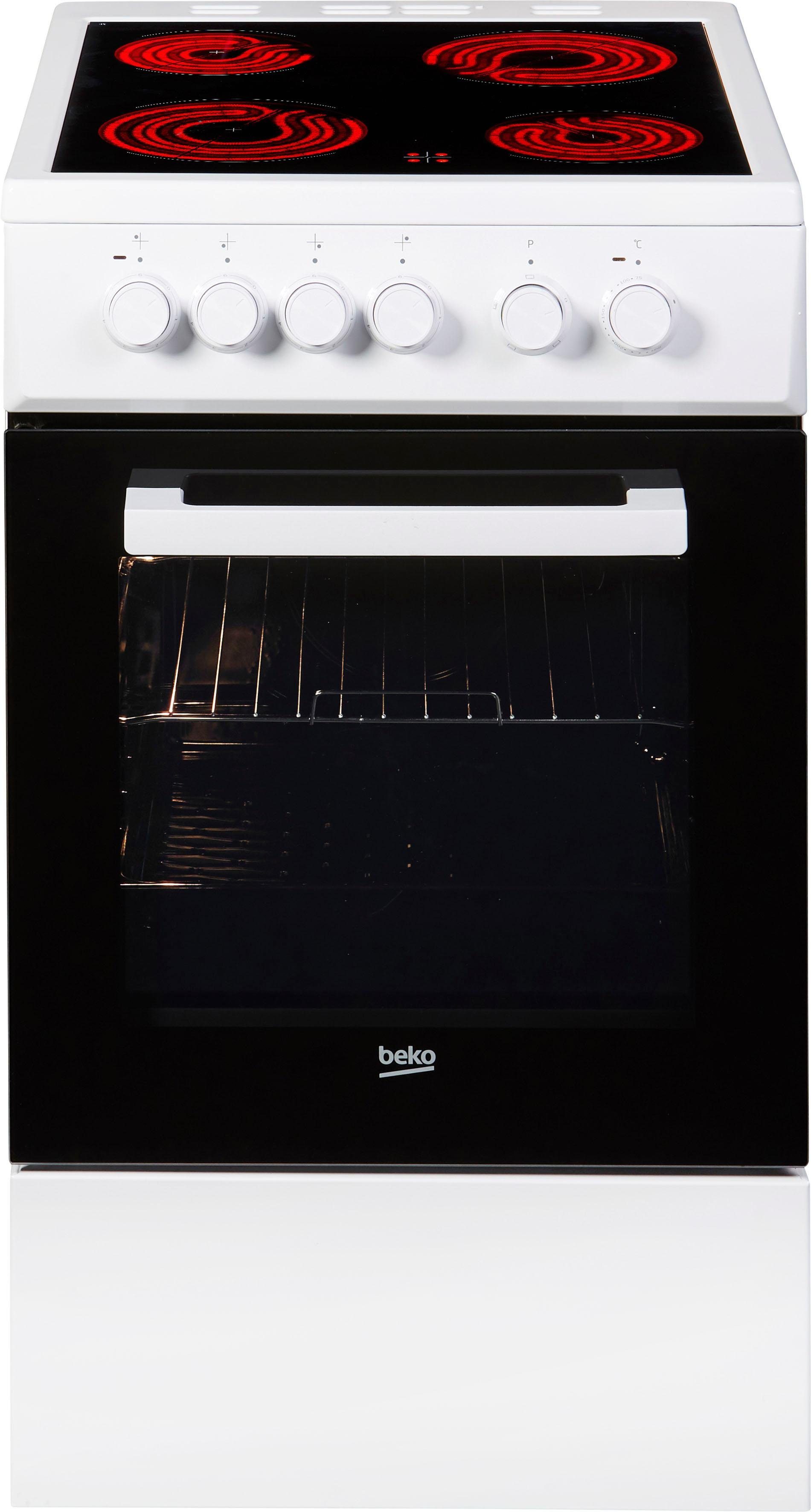 BEKO Elektro-Standherd FSS57000GW, Simple Steam Reinigungsfunktion, mit Kleinflächengrill