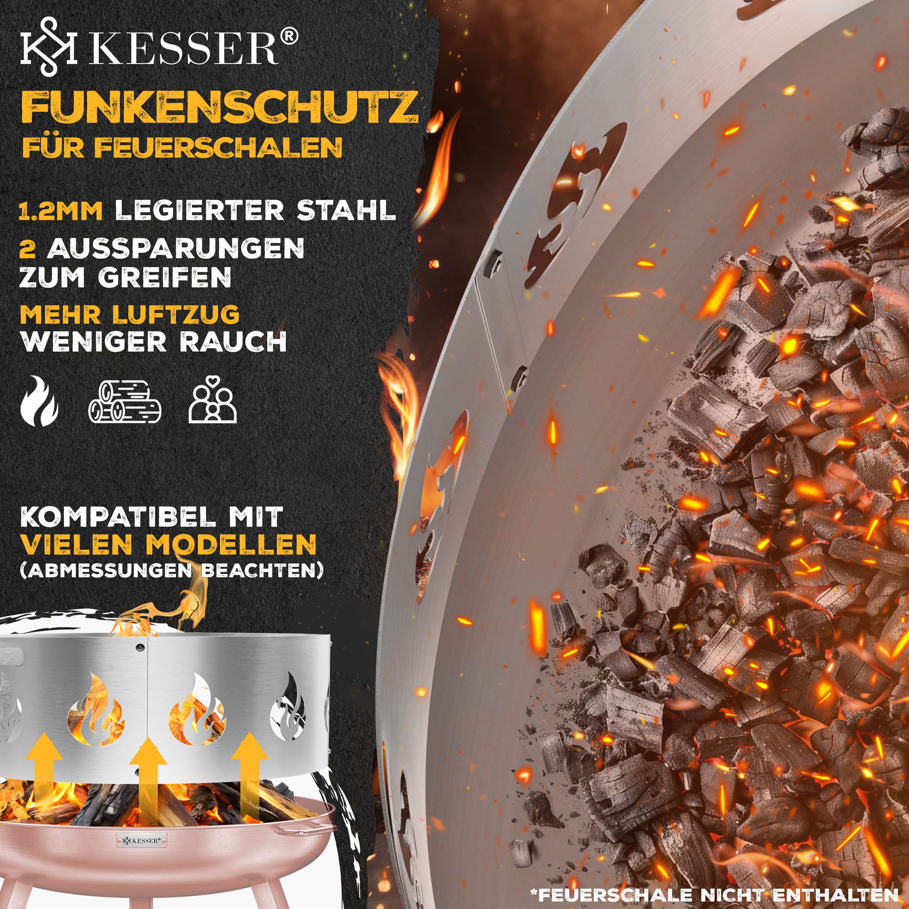 KESSER Feuerschale Funkenschutz für Feuerschale aus legiertem Stahl 1,2mm S günstig online kaufen