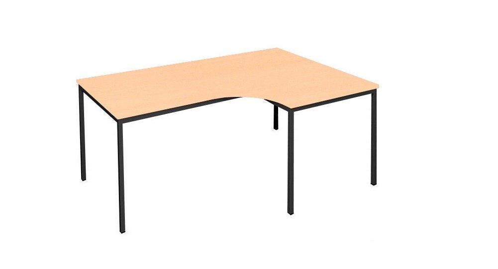 Tischplatte: Tiefschwarz/ 750 Buche-Dekor 800/1200 mm ; Sicherheit x RAL Qualität 9005 Freiformtisch, Schwarz Steelboxx 2000 1-St), Gestell: x | und | Winkel rechts, (Komplett-Set, Eckschreibtisch 800 x