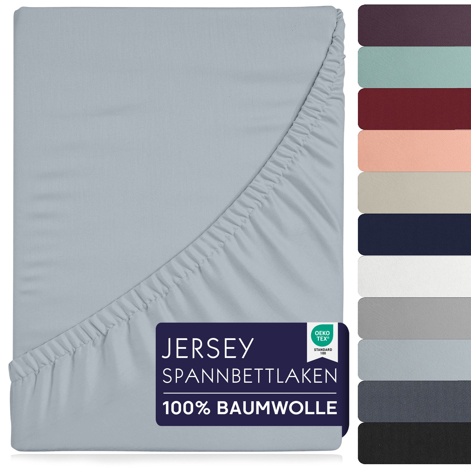 BRB HOME Spannbettlaken Spannbettlaken Jersey Baumwolle für Topper Boxspringbett, Baumwolle, Gummizug: Rundum, (1 Stück), Matratzen bis 27 cm Höhe, OEKO TEX Standard 100, Jersey Spannbetttuch