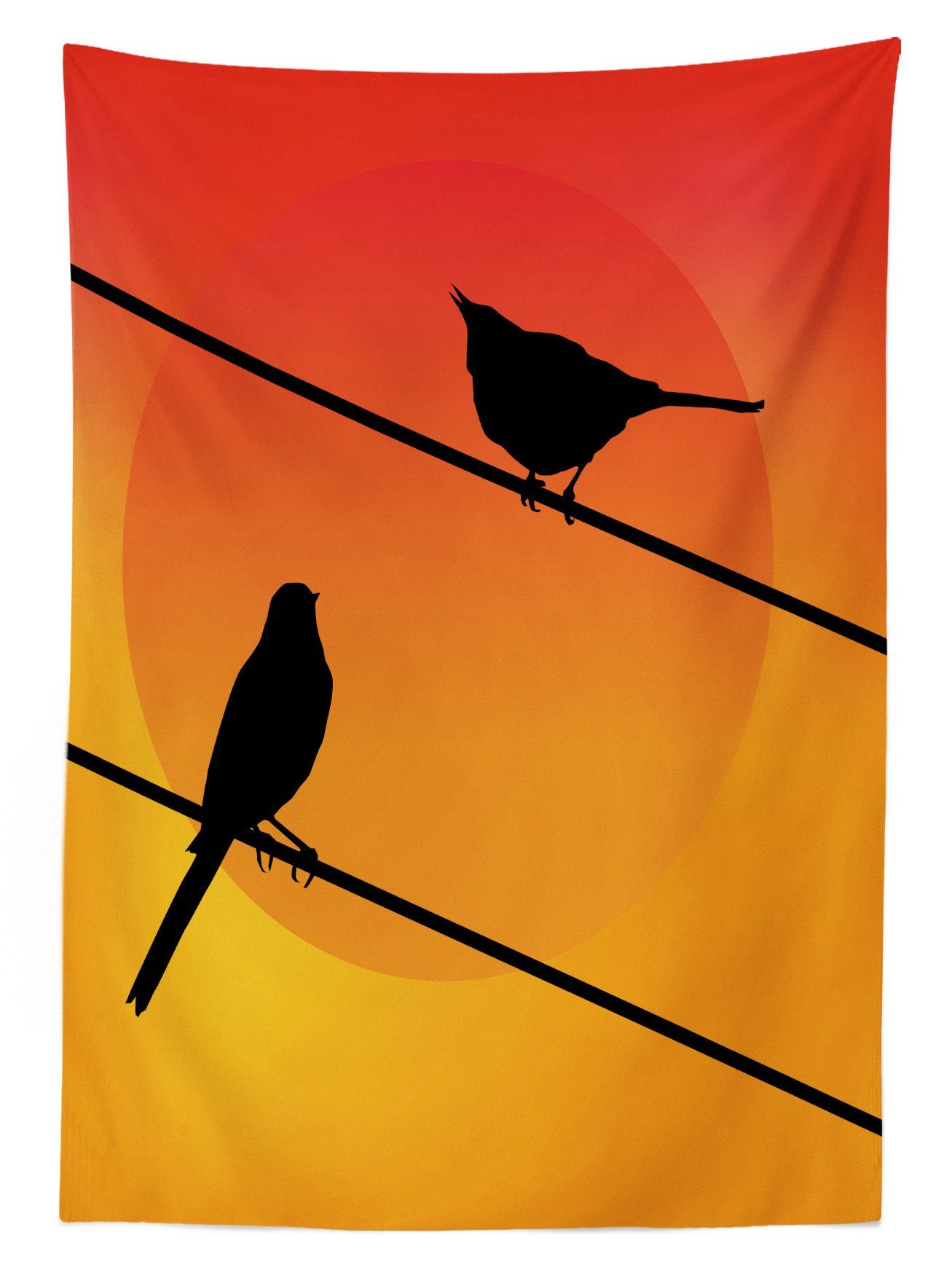Auf Avian Dem Drahtseil Sonnenuntergang Tischdecke Waschbar den Farben, Bereich geeignet Außen Farbfest Vogel Für Klare Abakuhaus Tier