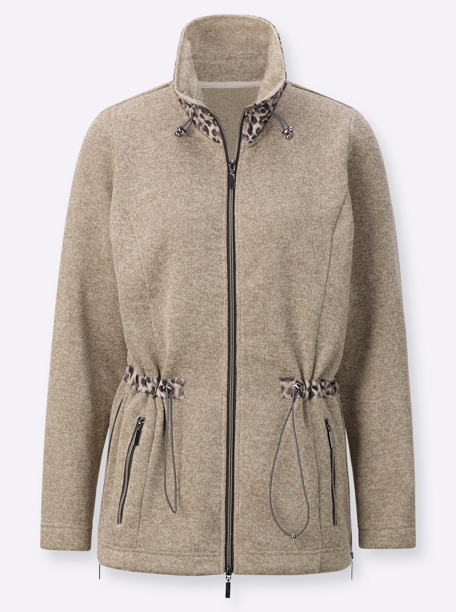Fleecejacke Strickfleece-Jacke Langarm
