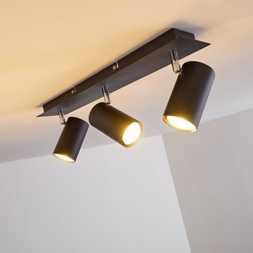 hofstein Deckenleuchte »Godo« moderne Deckenlampe aus Metall in Schwarz/Chrom, ohne Leuchtmittel, Leuchte mit verstellbaren Strahlern, 3xGU10