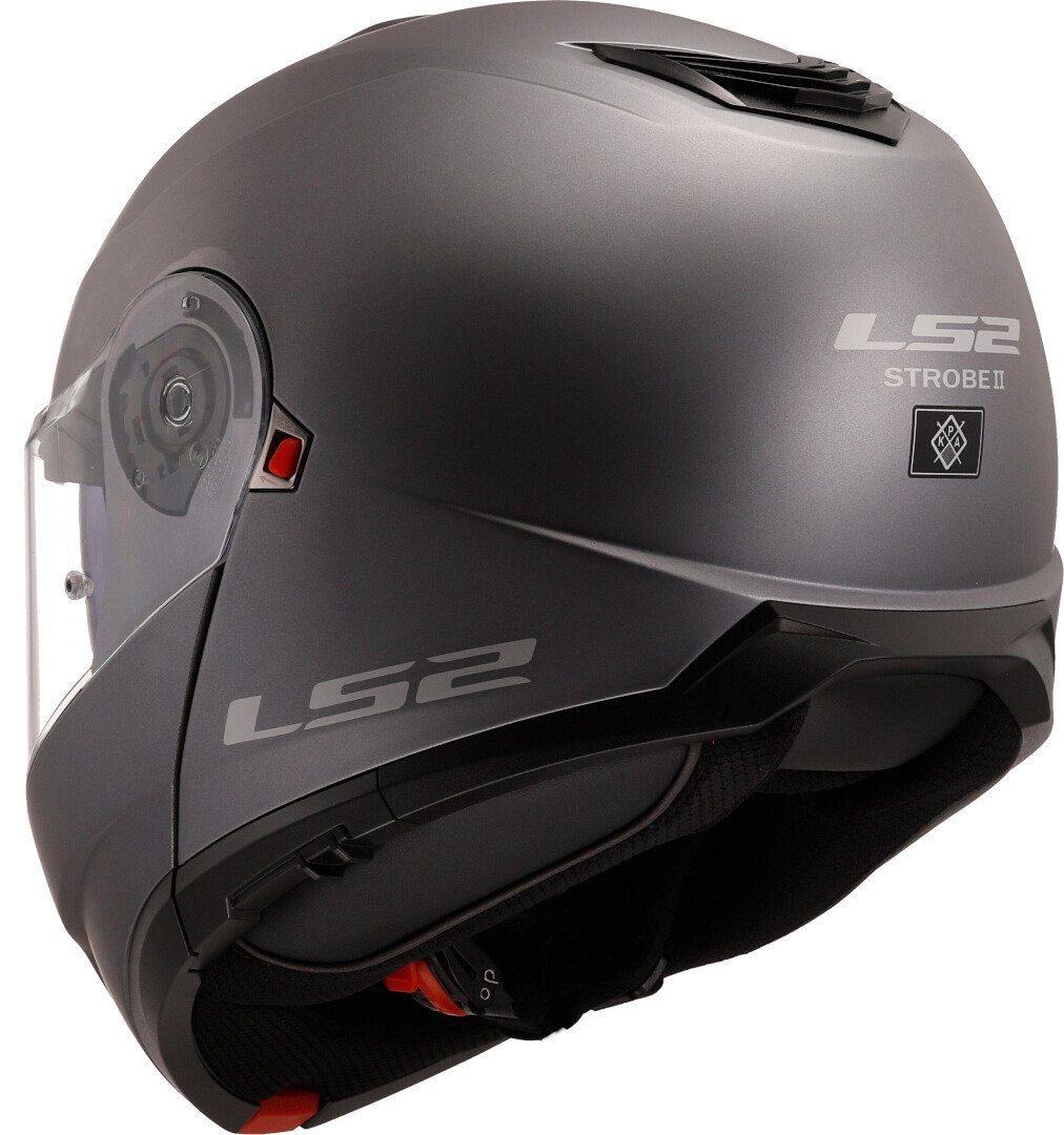 LS2 Motorradhelm FF908 Strobe II Solid Klapphelm, vorbereitet für Kommunikationssystem,integriertes Sonnenvisier