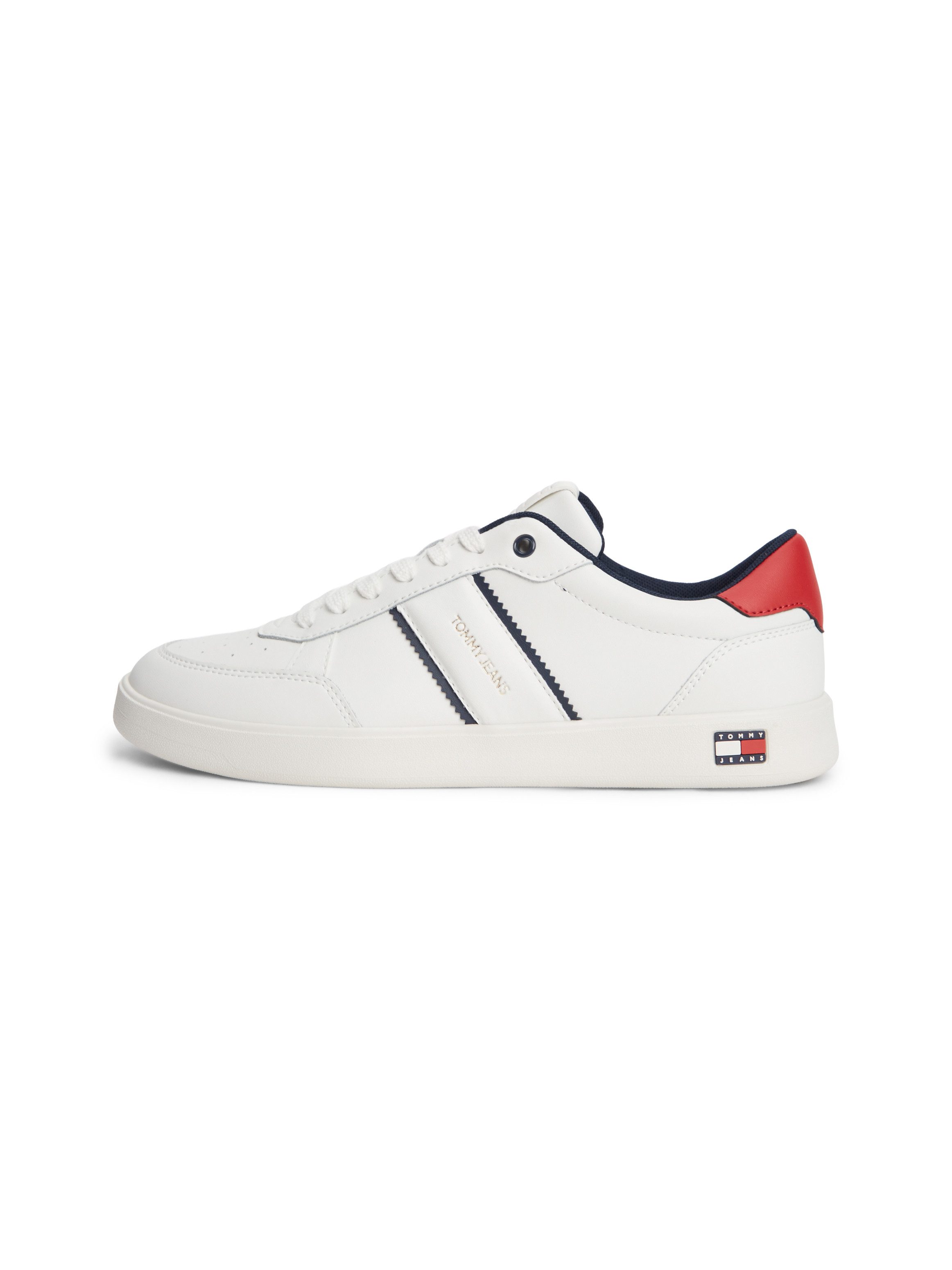 Tommy Jeans LIGHTWEIGHT FLAG LEATHER COURT Sneaker Freizeitschuh, Halbschuh, Schnürer mit Logoflagge im Plateau – Bild 4 von 5