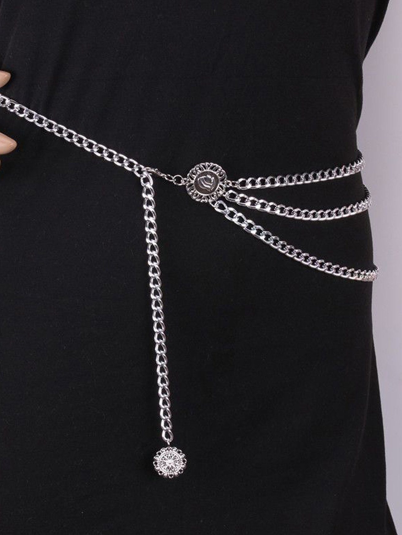HOHEA H Kettengürtel Taillenkettengürtel, modischer Körperschmuck, verstellbarer dekorative Taillenkette für Frauen und Mädchen Silber