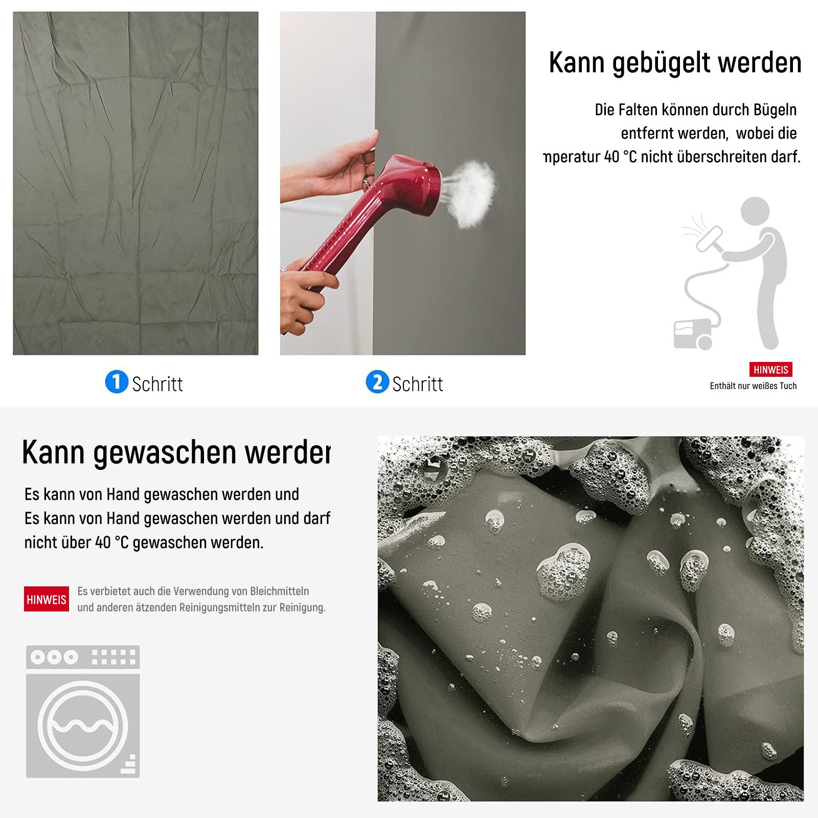 Neewer Hintergrundtuch BD-0609 Fotohintergrund 1.8x2.8m faltbar Grau 100% reine Musselin, zusammenklappbar
