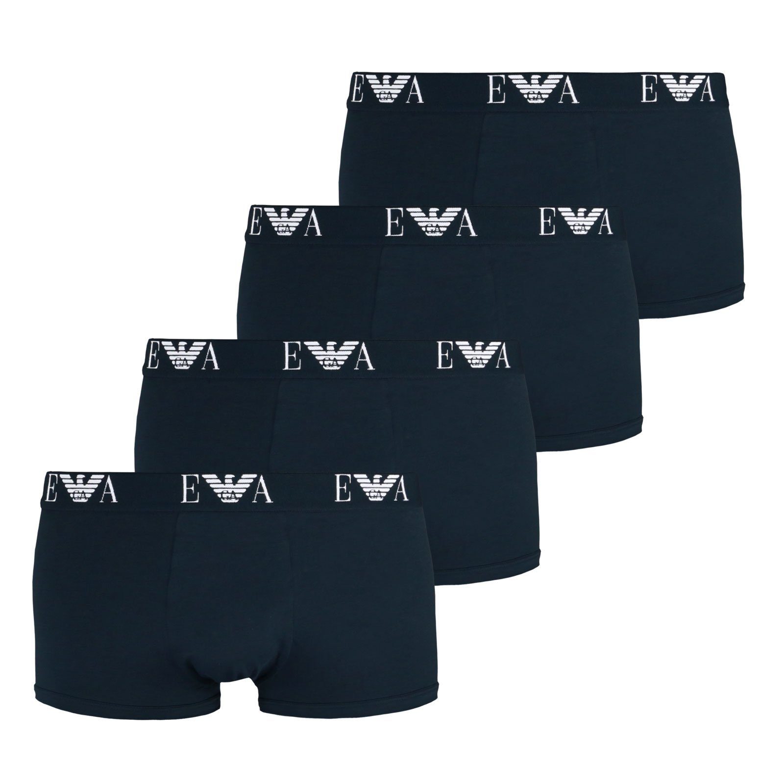 Emporio Armani Trunk ohne Boxershorts störende Stretch Cotton (4-St) 27435 Gesäßnaht marine