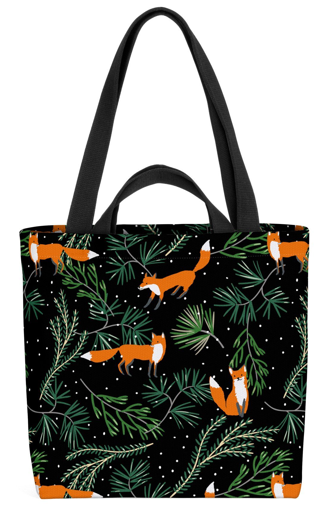 Schnee VOID Dekoration Fuchs Schnee Henkeltasche Ste Tannen Winter (1-tlg), schwarz Wald Wald Fuchs