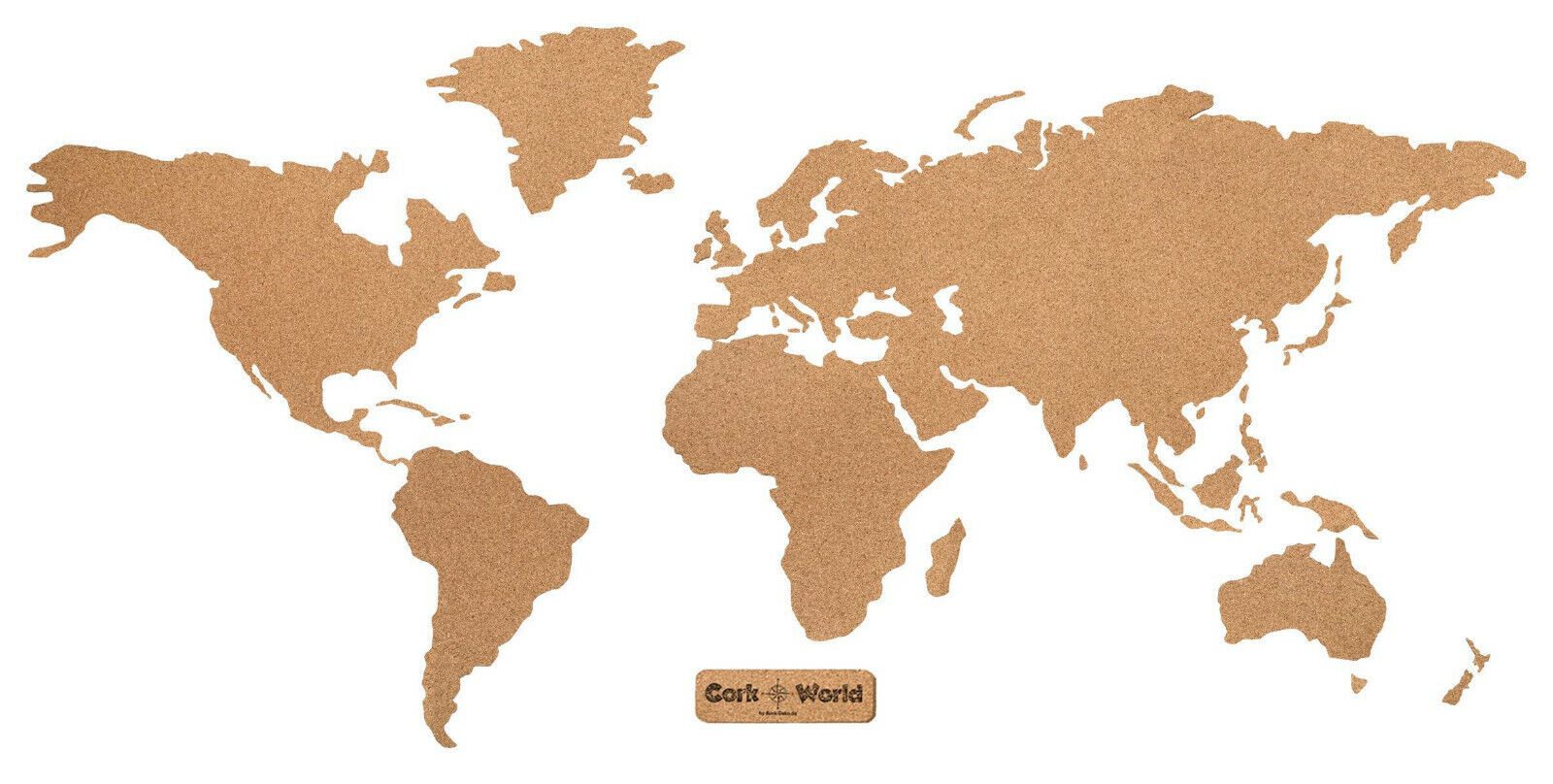 Kork-Deko.de XXL-Wandbild Kork Pinnwand im Welt-Format CORKWORLD Welt Karte Kork ohne Klebefolie, Weltkarte aus Kork