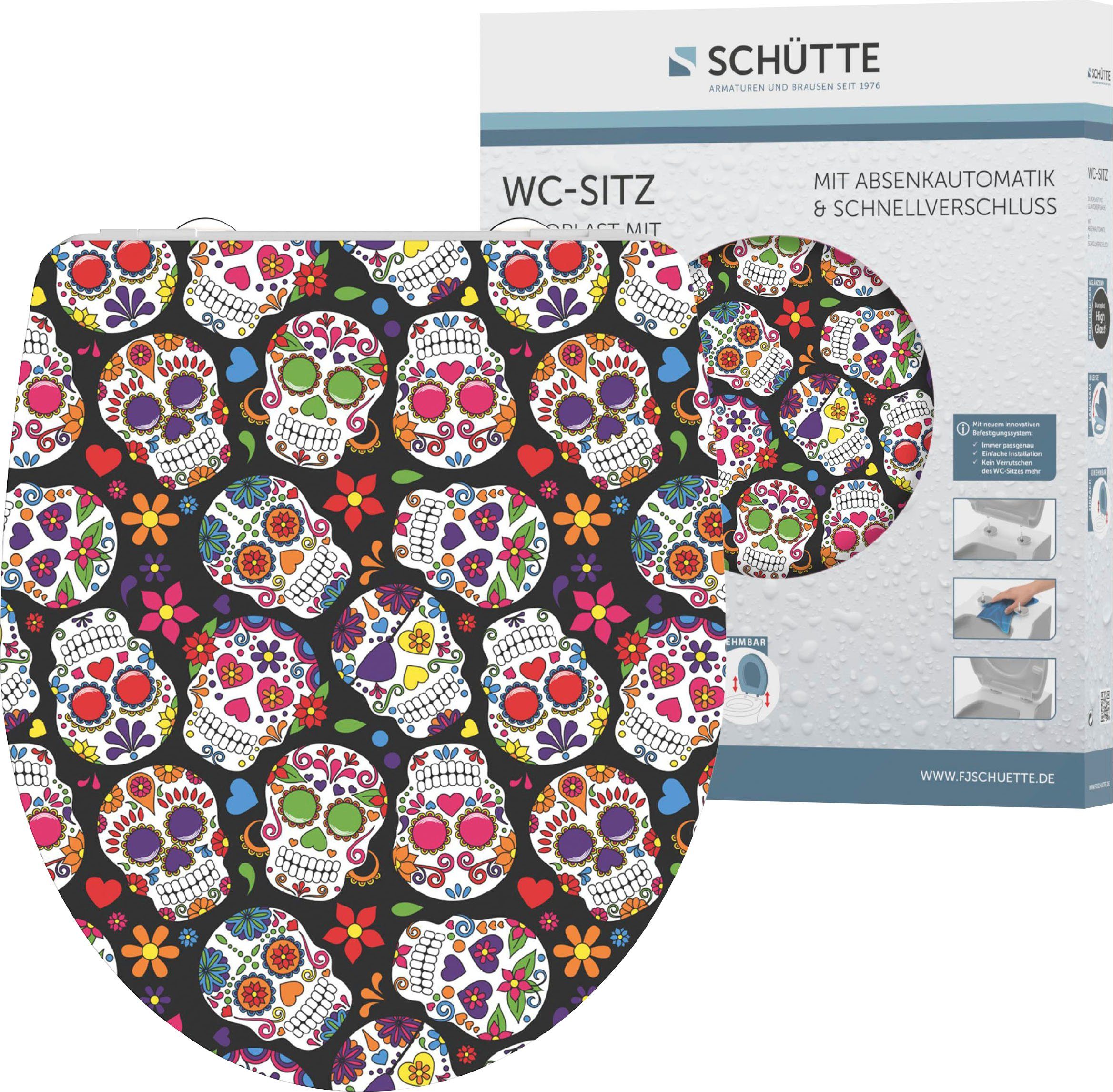 Schütte WC-Sitz Crazy Skull, Duroplast,mit Absenkautomatik und Schnellversc günstig online kaufen