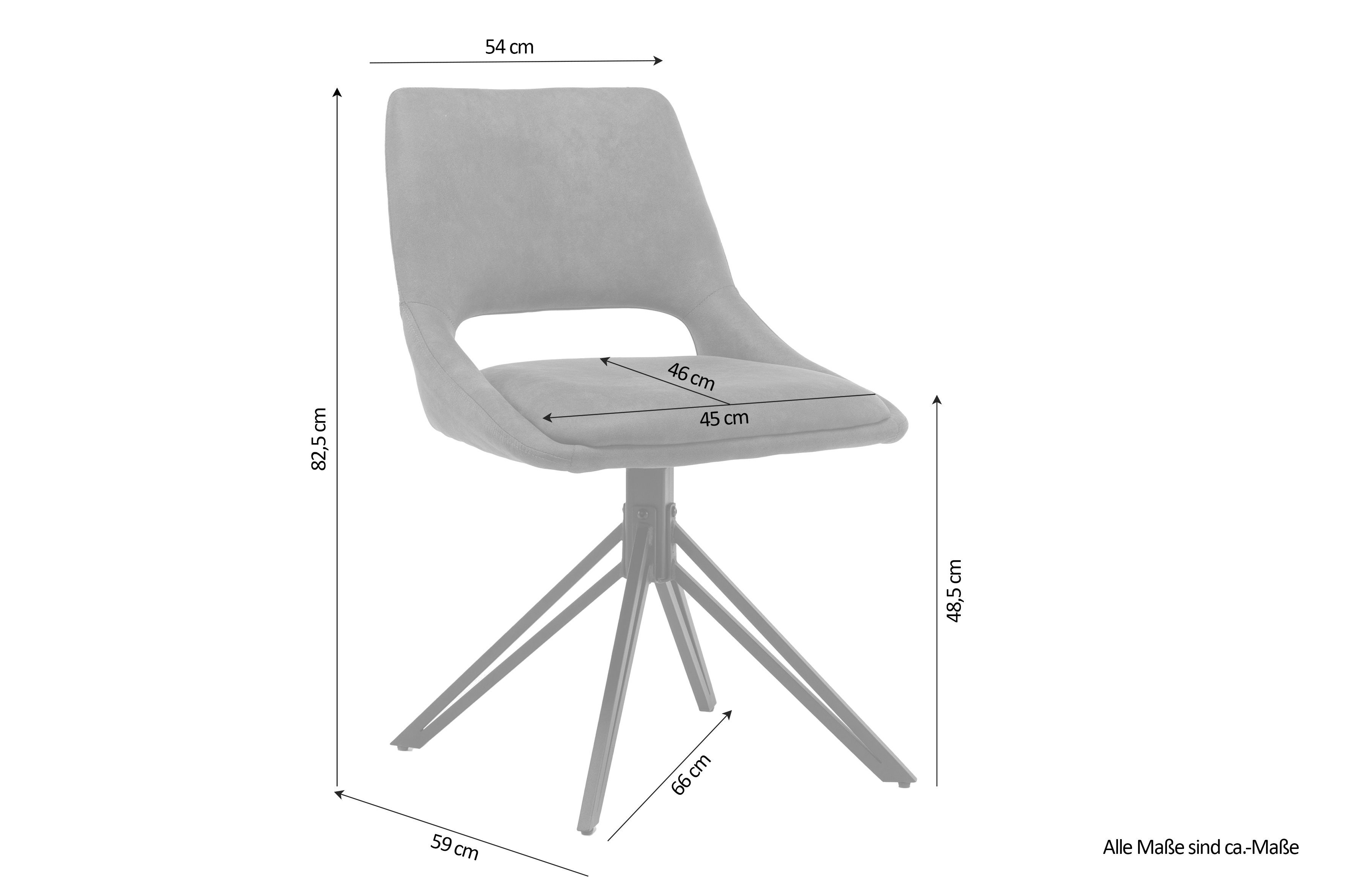 in Metall, drehbare verschiedenen 360° Stoffen ESMA (2er-Set), aus byLIVING braun Esszimmerstuhl Sitzschale, Beine
