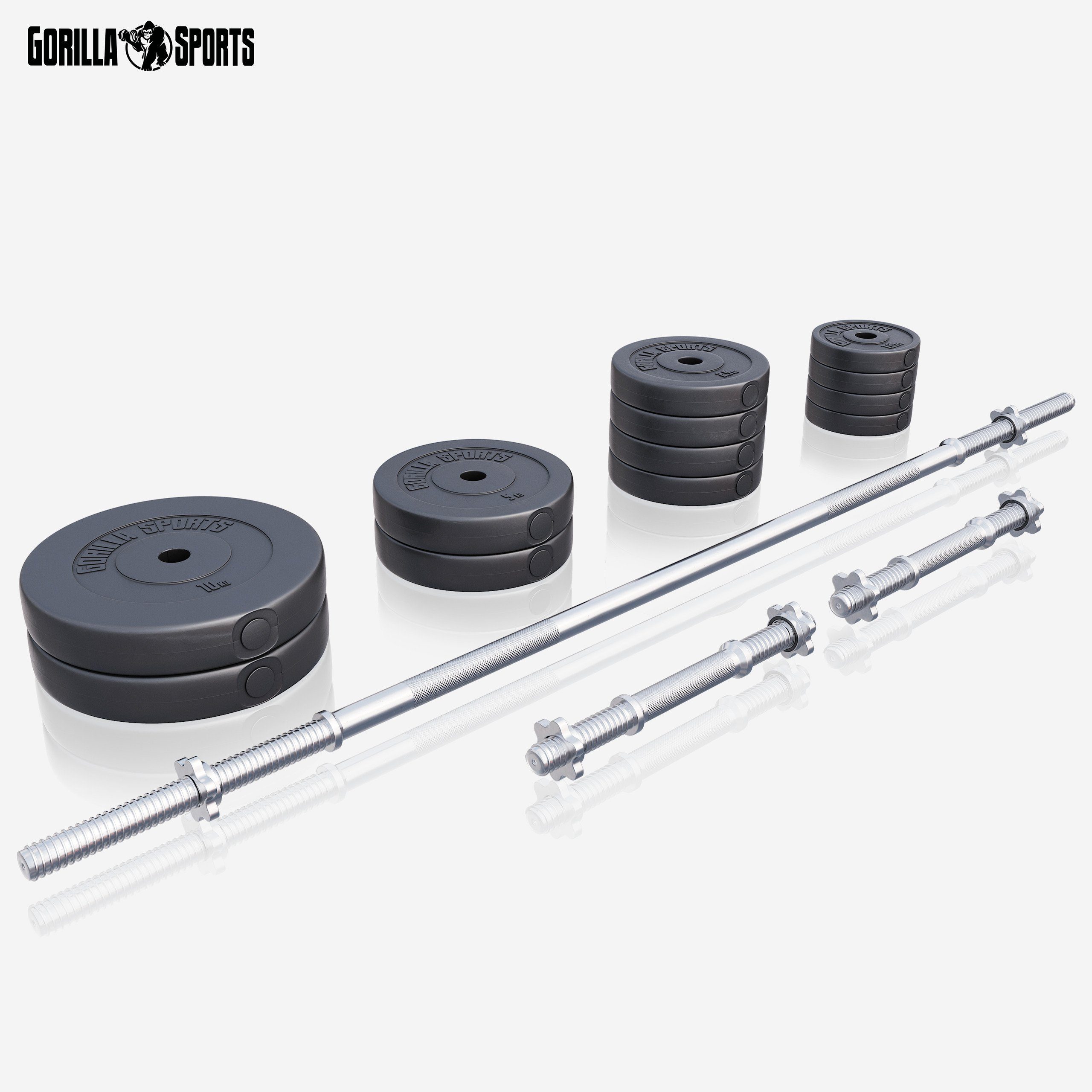 GORILLA SPORTS Langhantel Langhantelset Kunststoff 60 kg - 130 kg