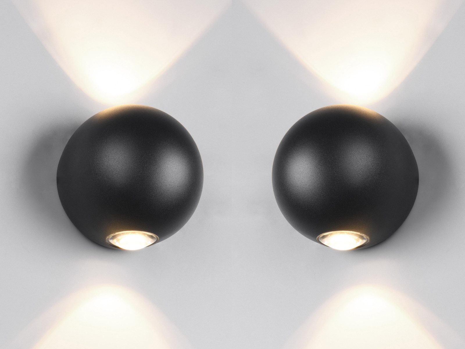 TRIO Leuchten LED Außen-Wandleuchte, LED fest integriert, Warmweiß, 2er SET kleine Außenleuchten Wand, Up Down Fassadenbeleuchtung Ø 10cm