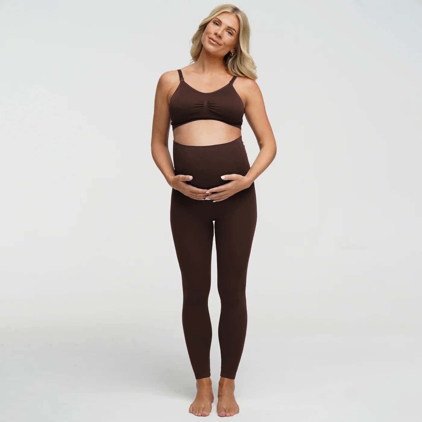 Umstandsleggings Seamless Umstandsleggings mit hohem Bund-Braun-XL