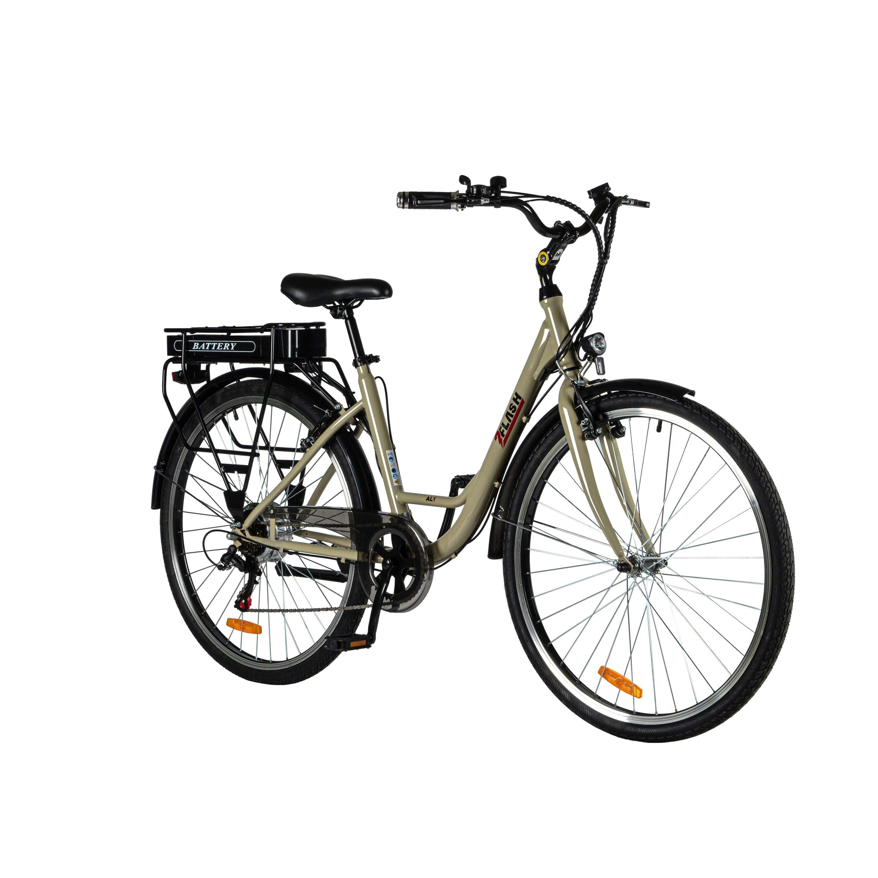 Kettenschaltung, Akku, Gang, AL1 Zoll, E-Bike, Heckmotor, 6 36V tlg) 28 2FLASH niedriger E-Bike Einstieg, (1 360,00 2Flash Beige Wh (360Wh), City