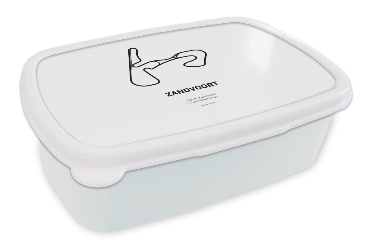 Lunchbox MuchoWow Kinder Erwachsene, (2-tlg), Brotdose, weiß für Rundkurs Kunststoff, Jungs und Brotbox für und Formel - Mädchen Zandvoort, 1 -