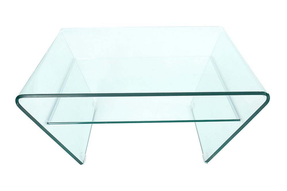 riess-ambiente Couchtisch FANTOME 70cm transparent, Wohnzimmer · Trapez · Glas · mit Ablagefach