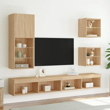vidaXL TV-Wand 5-tlg. Wohnwand mit LED-Beleuchtung Sonoma-Eiche Holzwerkstoff, (1-St)