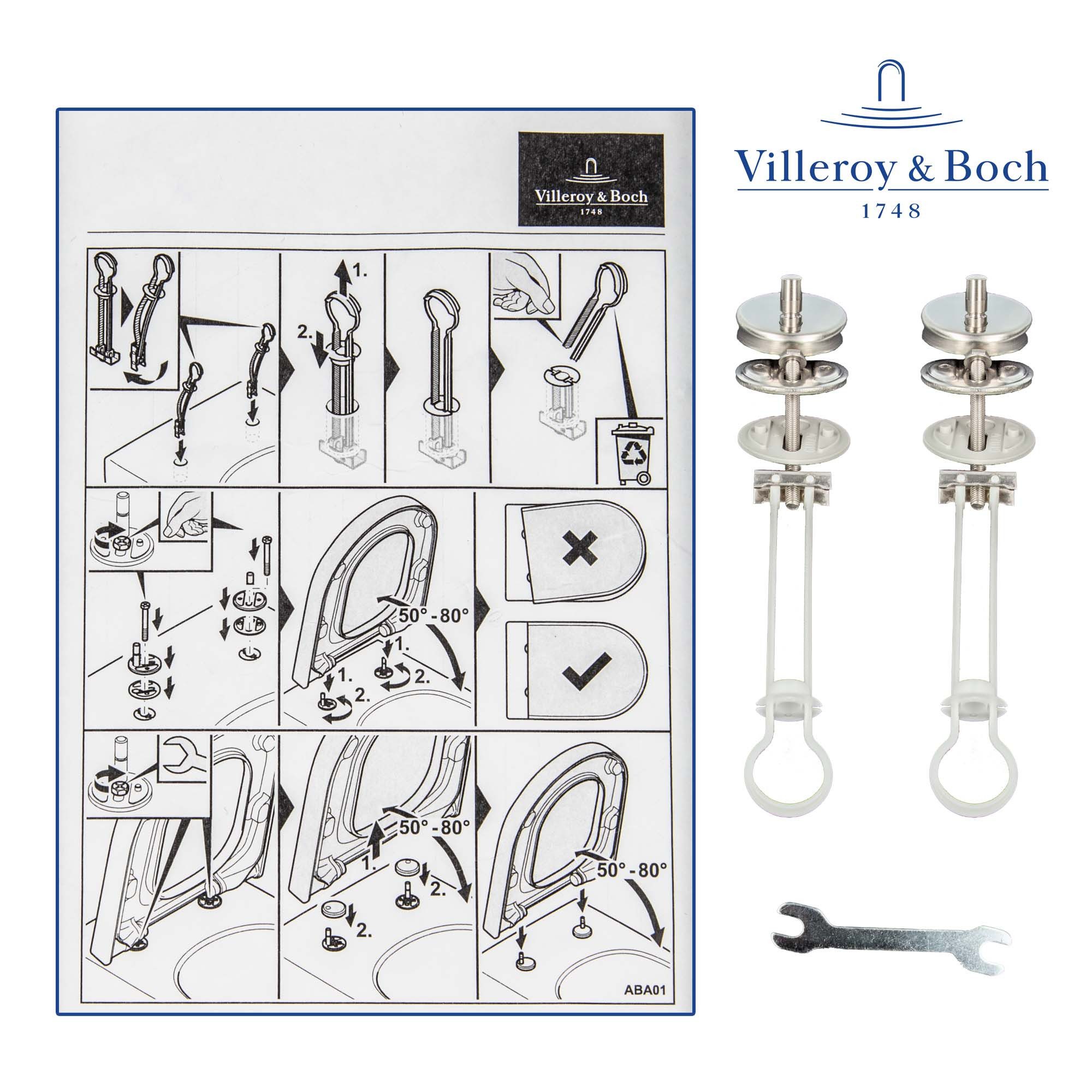 Villeroy & Boch WC-Sitz Universalkippstrippanker-Ersatzscharnier mit Quick Release f. WC-Sitze