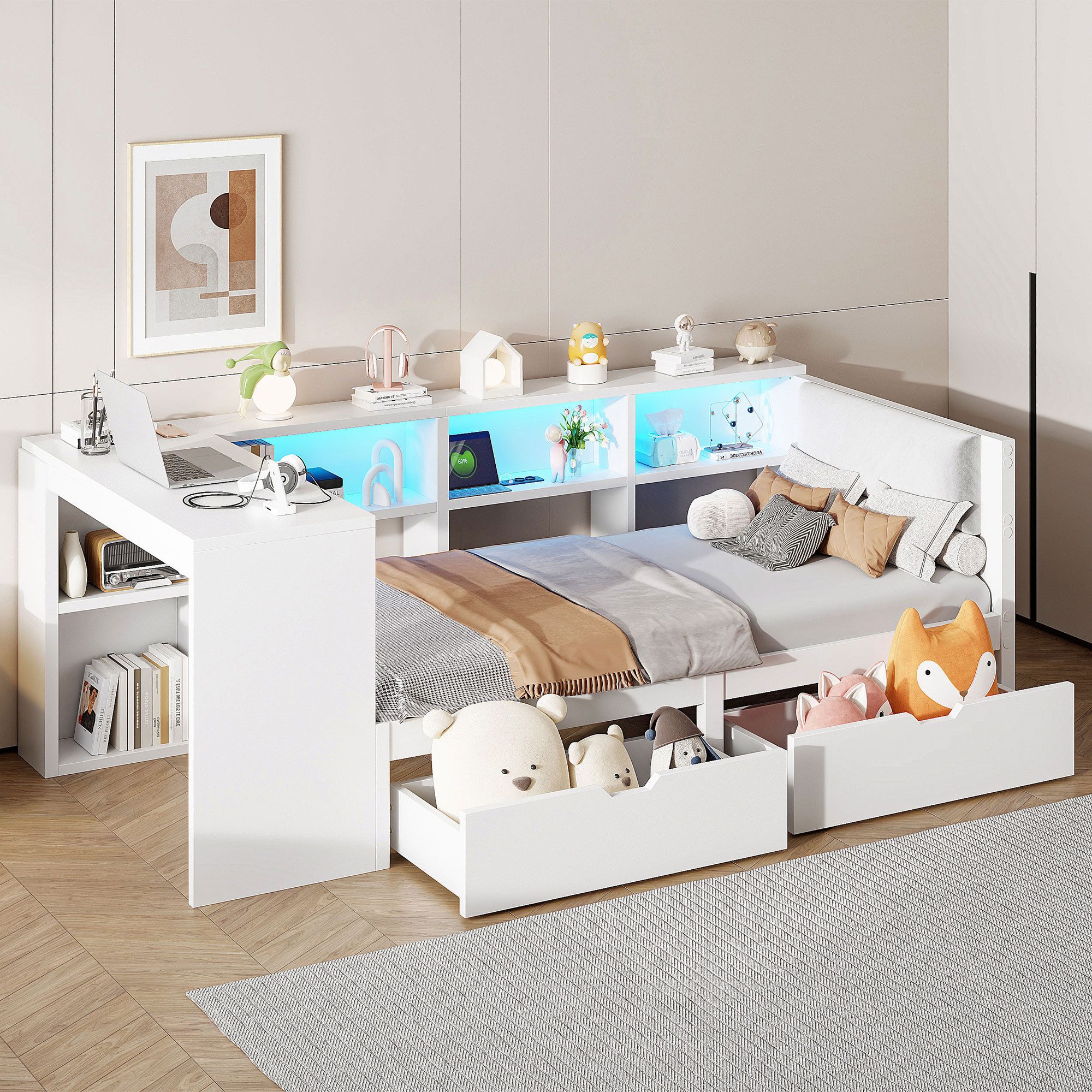 REDOM Stauraumbett Funktionsbett,Einzelbett,Kinderbett,Jugendbett (Holz-Pla günstig online kaufen