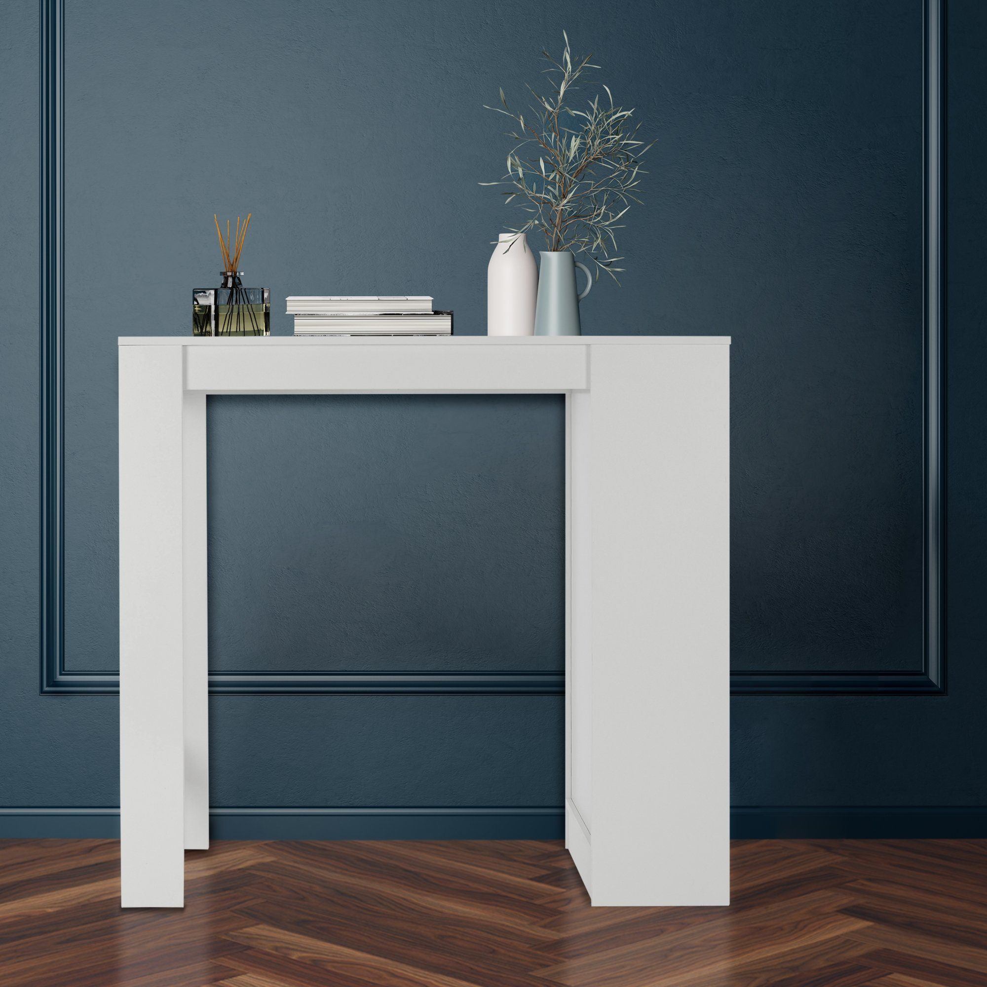 ML-DESIGN Bartisch Ablageflächen modernes Loungetisch, Küchentisch Bartheke Tresentisch Bistrotisch Stehtisch Weiß 110x50x103cm Holz Design
