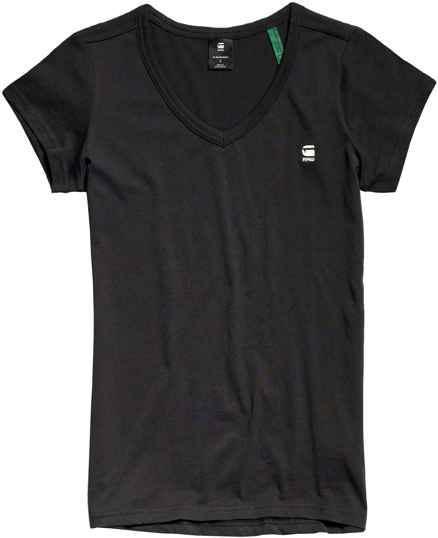 G-Star RAW V-Shirt Eyben Brust Top RAW kleinem Logoprint mit G-Star Slim auf black der