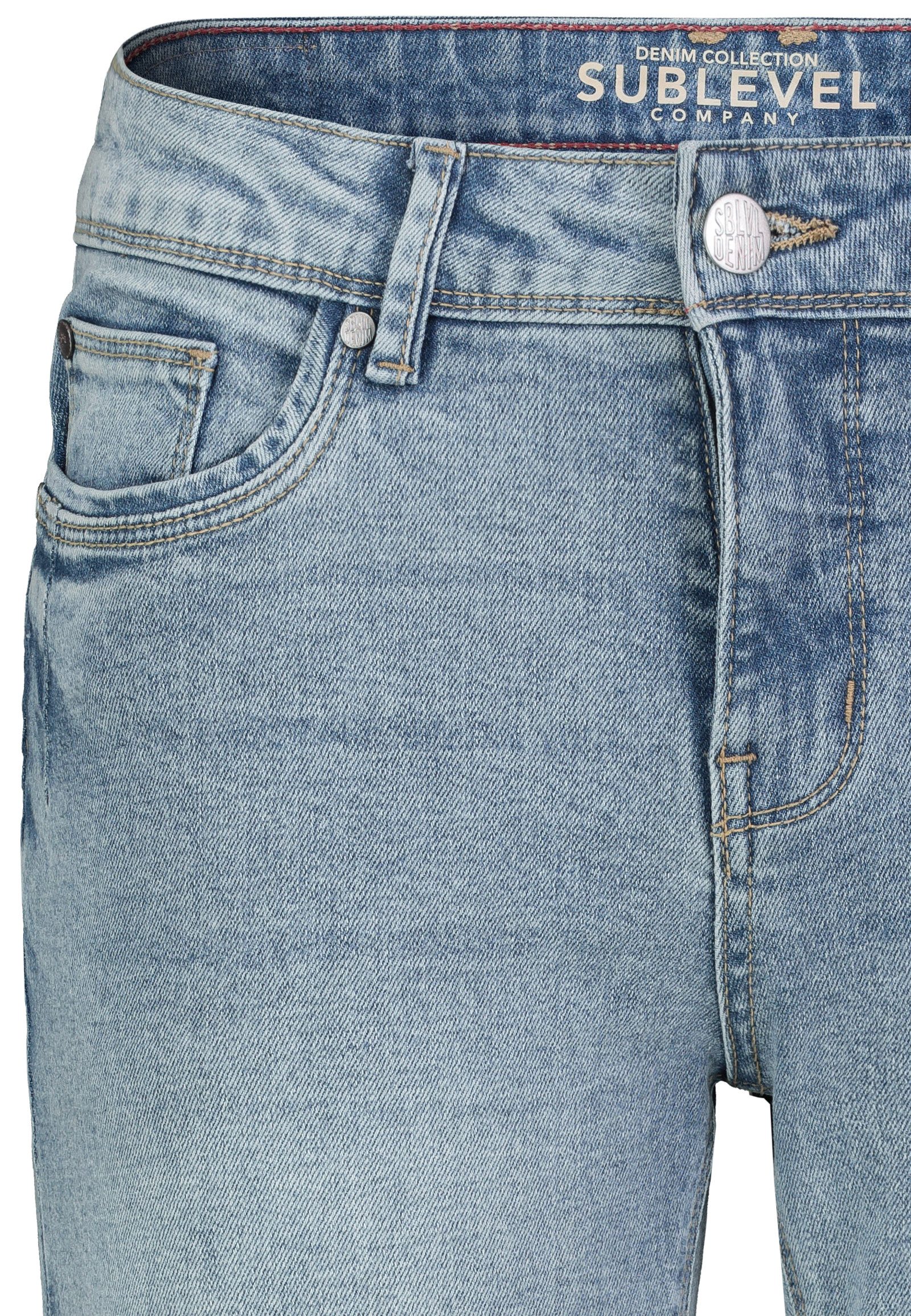 SUBLEVEL Caprijeans Damen Denim Caprihose im 5-Pocket-Style Stretch-Denim, knielang