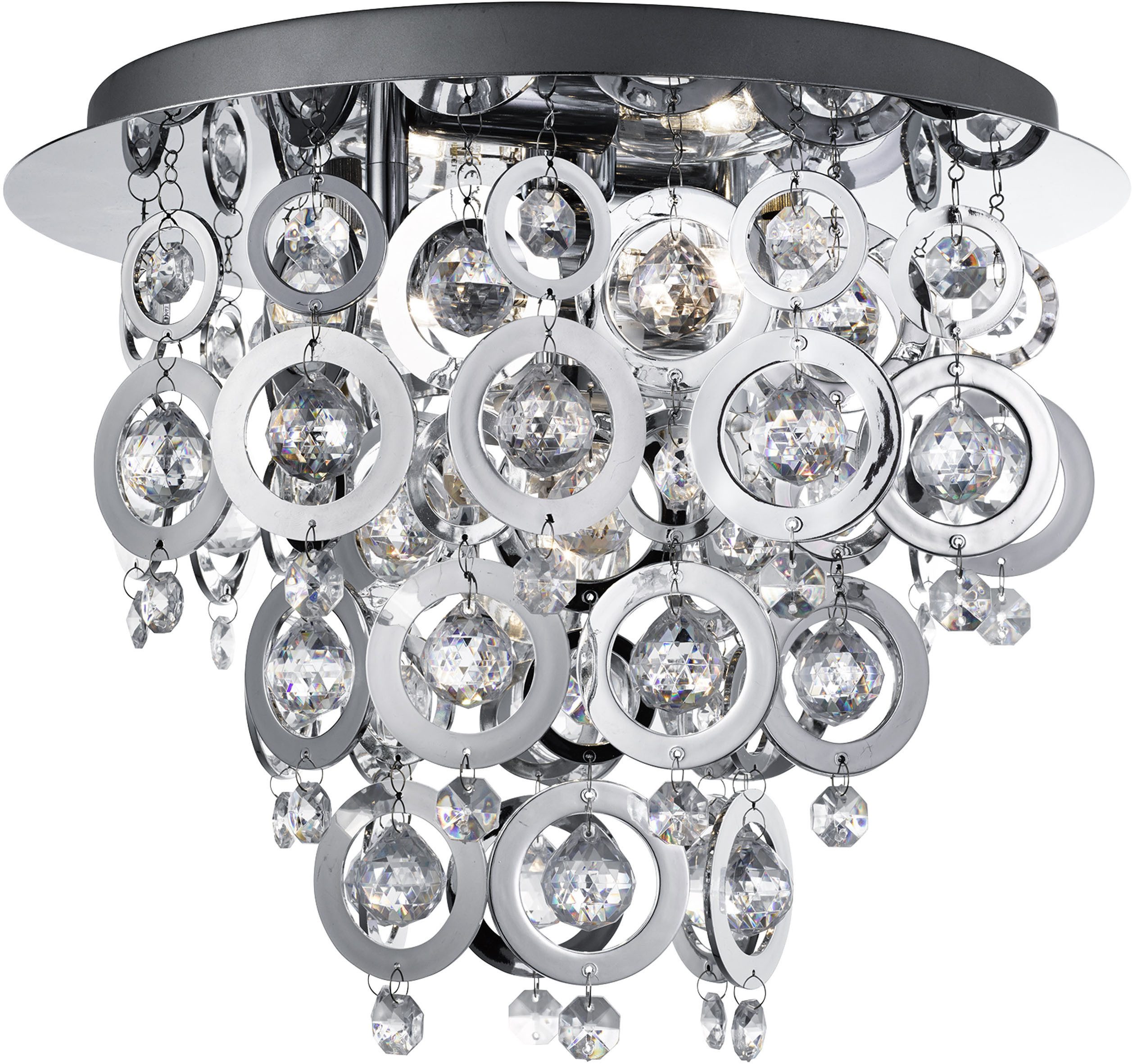 Searchlight Deckenleuchte Polaris3Lt Flush - Chrommetall & Acryl, ohne Leuchtmittel