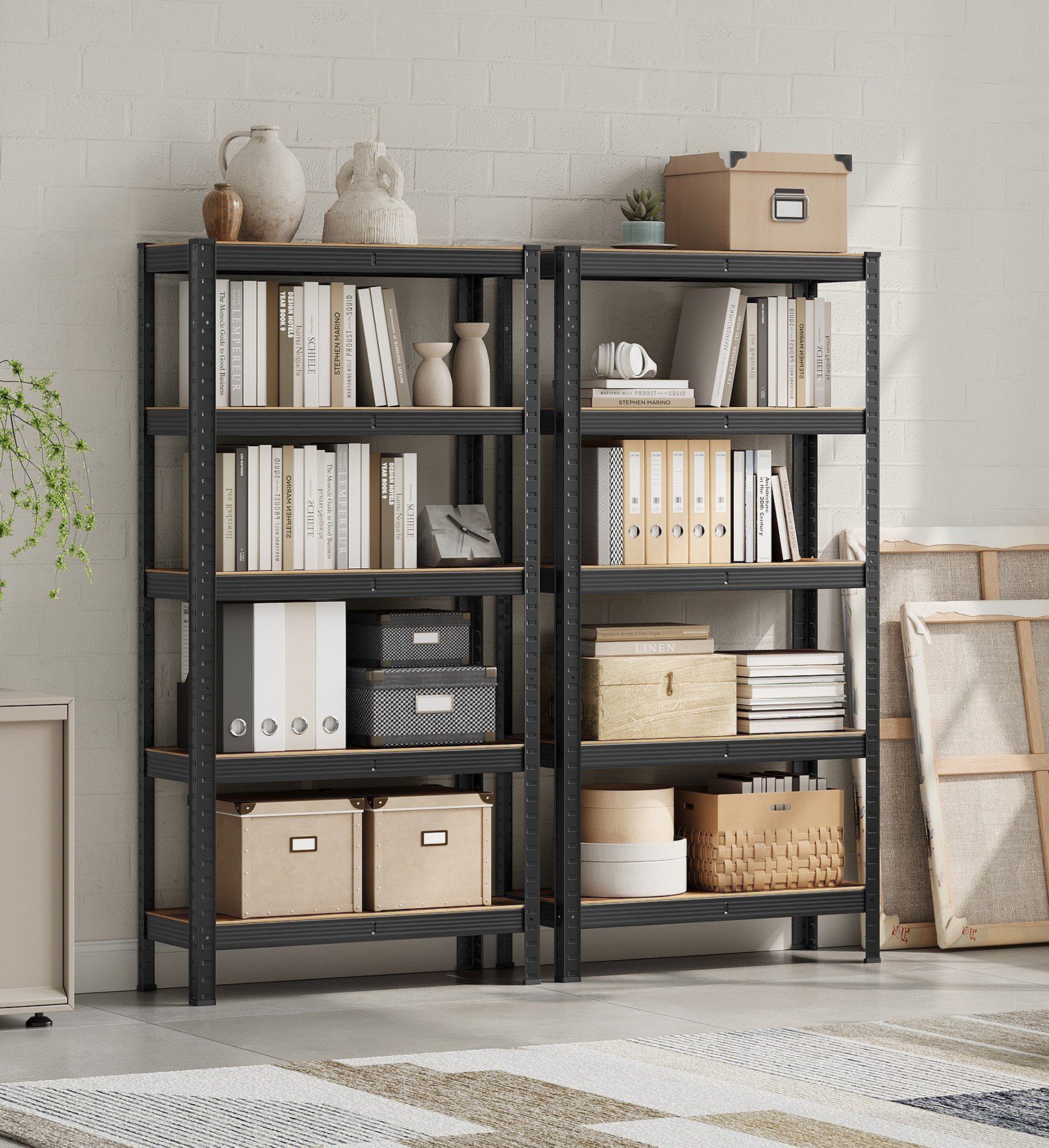 SONGMICS Standregal Bücherregale, 2-tlg., Lagerregal, 5 Ablagen, Küchenrega günstig online kaufen