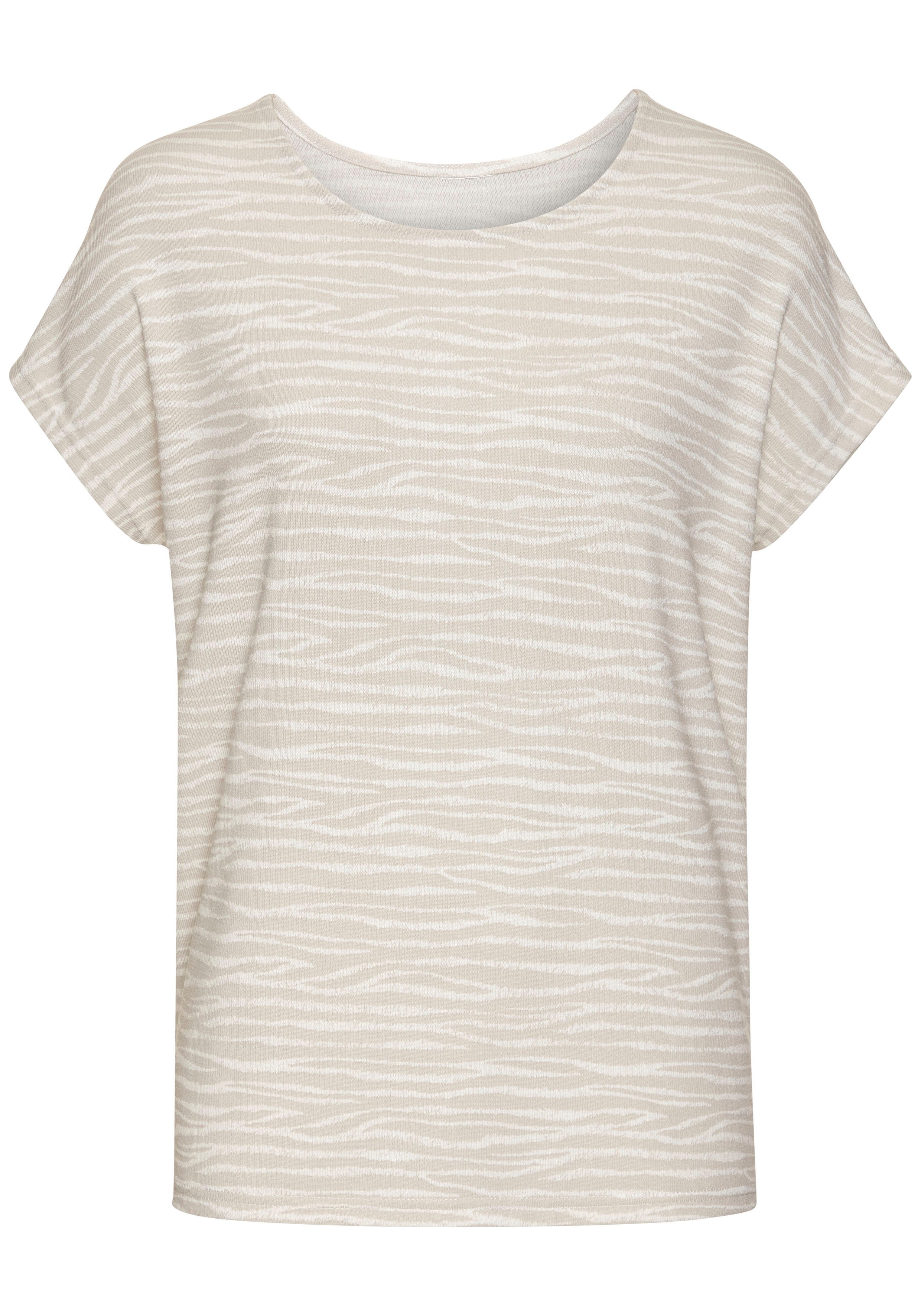 LASCANA Kurzarmshirt "mit modischem Zebra-Muster", aus weichem Viskose-Stri günstig online kaufen